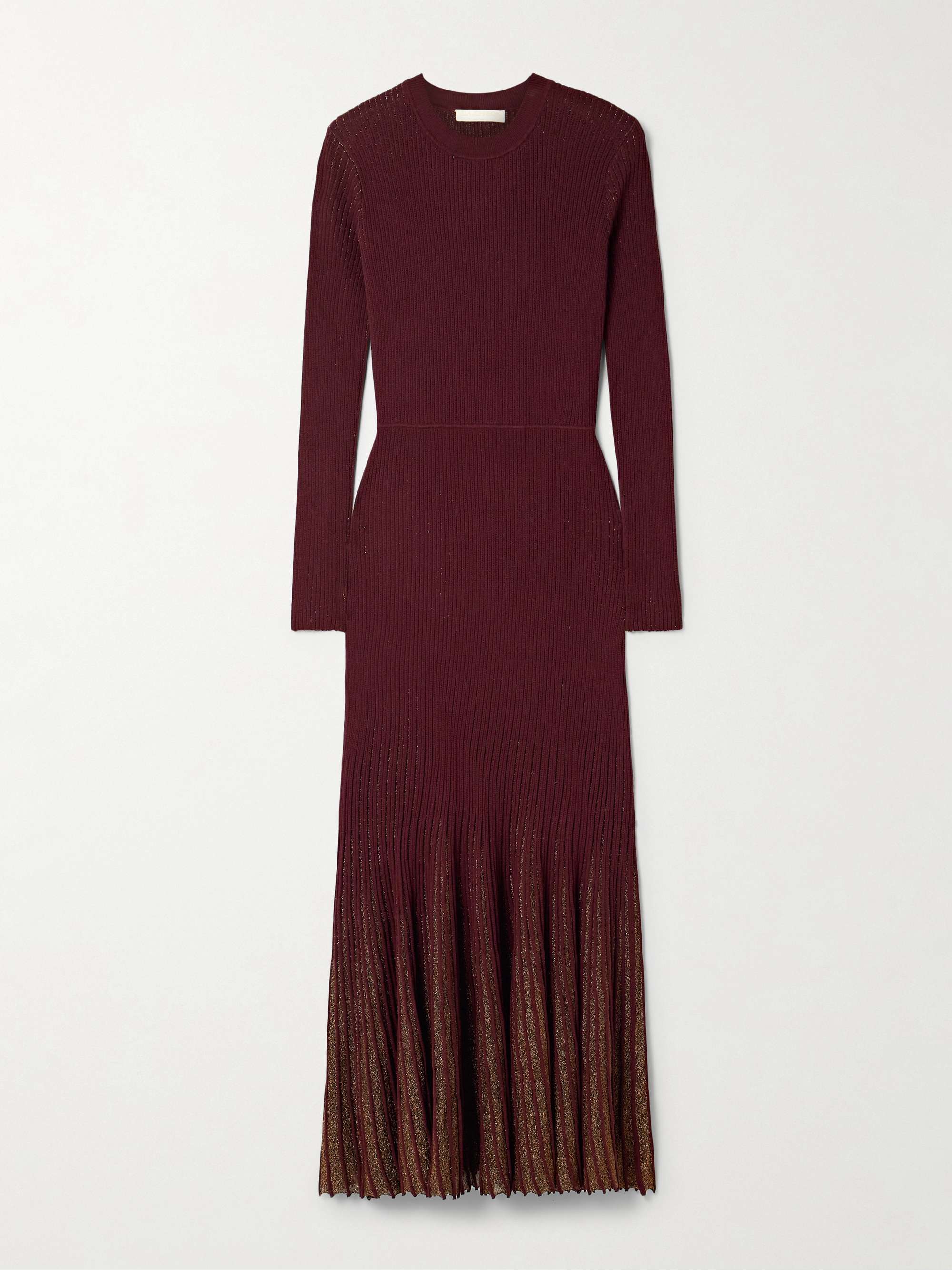 Mila metallic ribbed-knit midi dress view