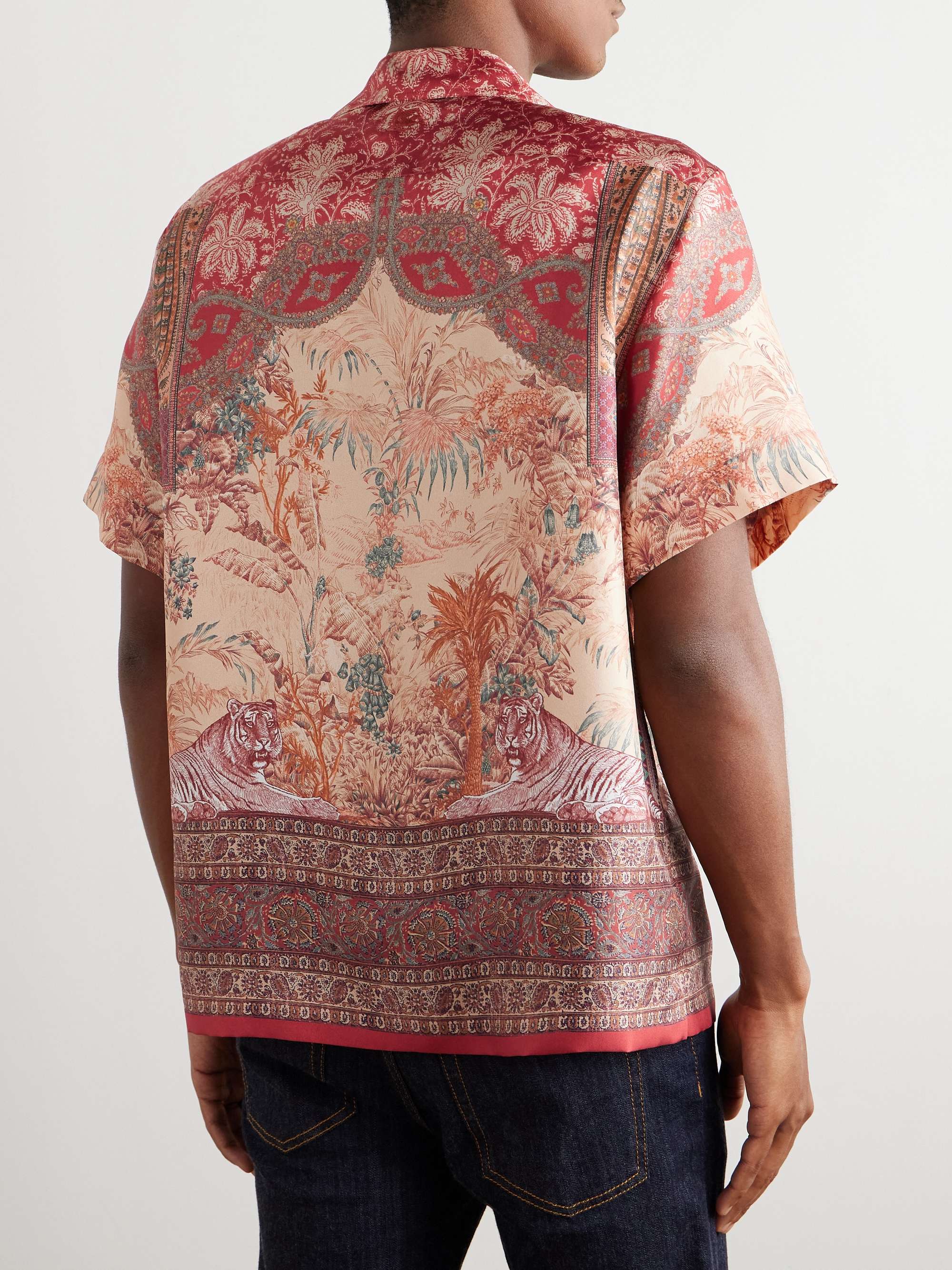 Convertible-Collar Printed Silk-Twill Shirt view