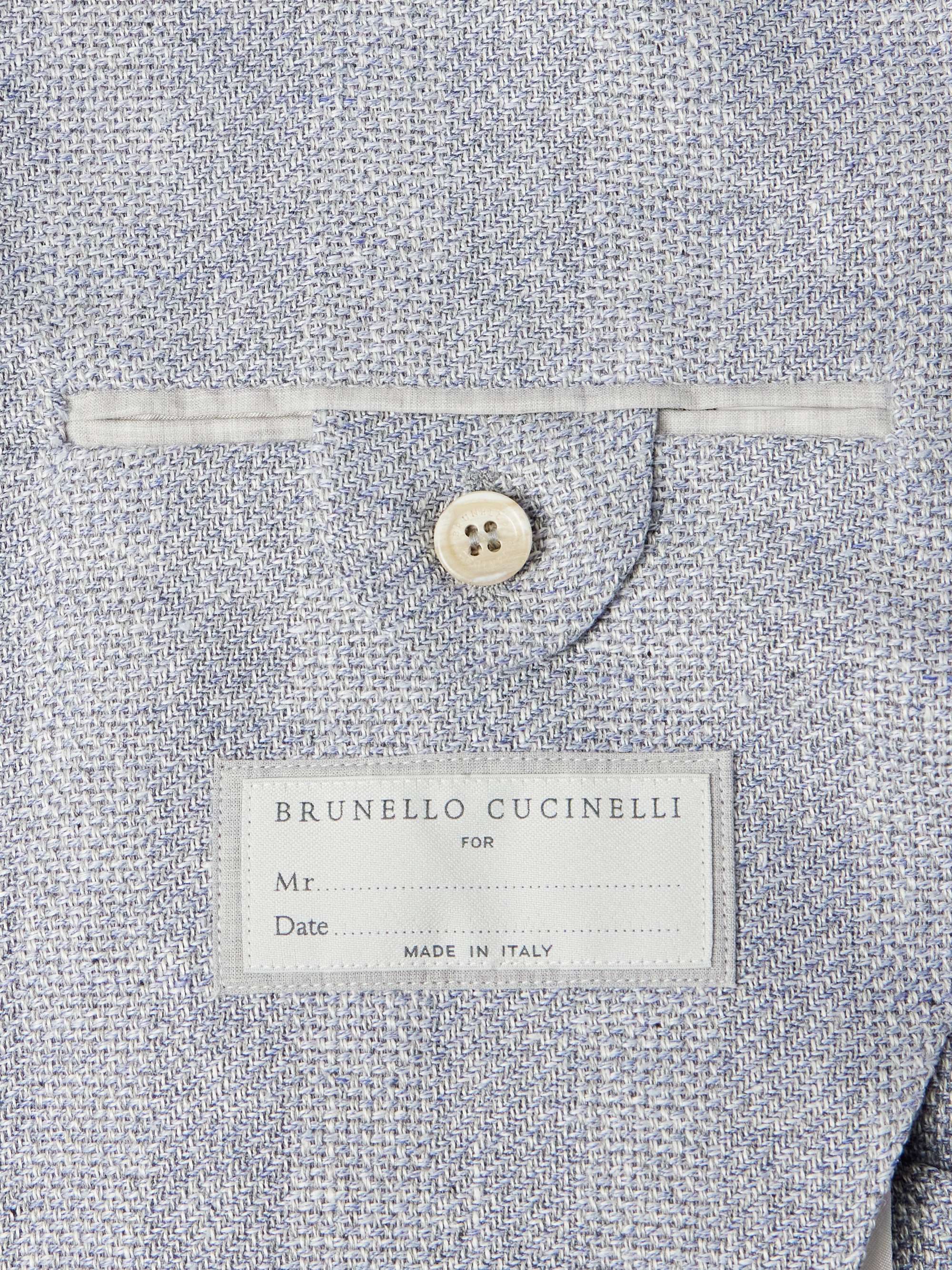 Striped Basketweave Linen, Silk, Wool and Cotton-Blend Suit Jacket view