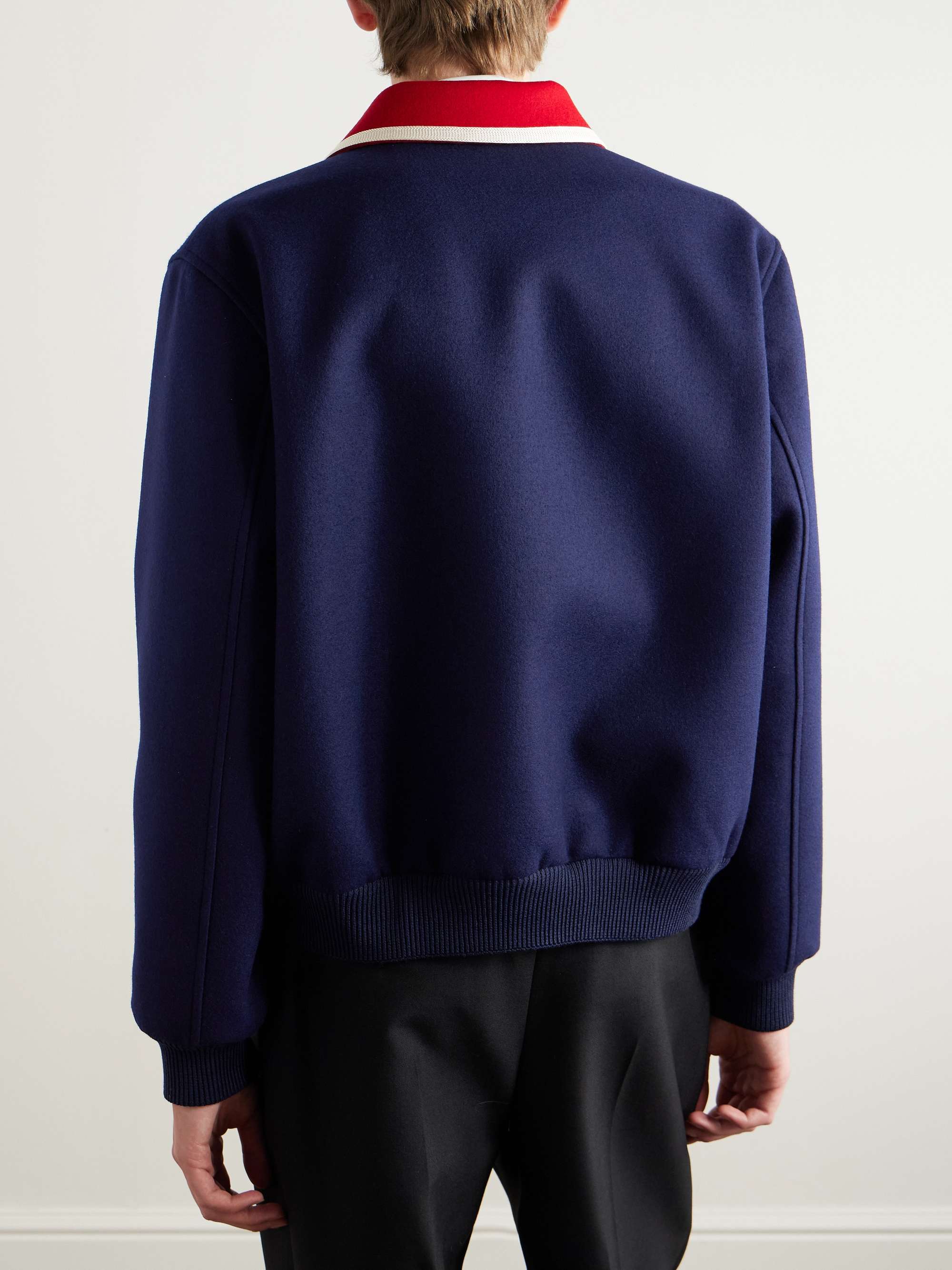 Teddy Embellished Wool-Flannel Bomber Jacket view