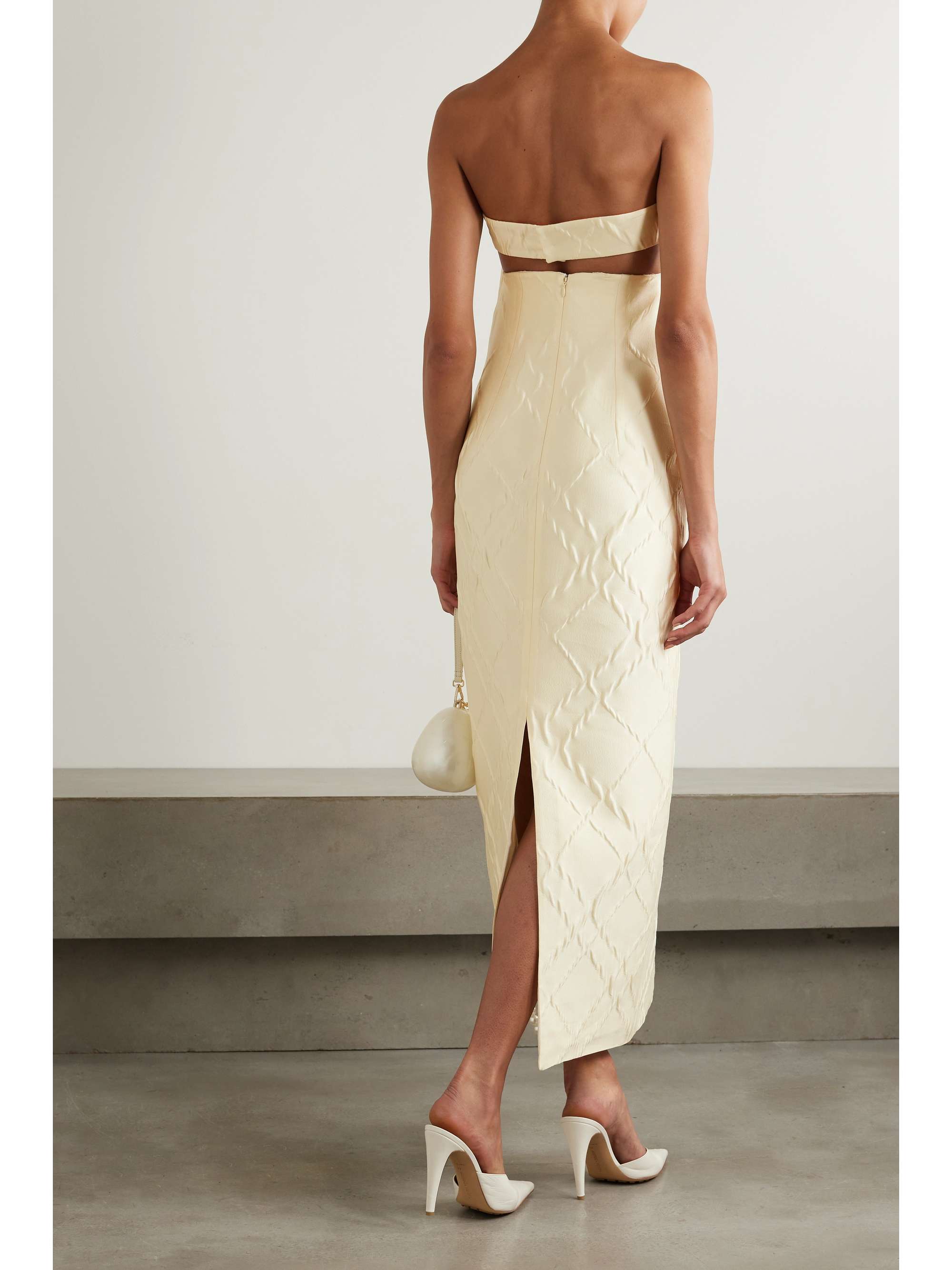 Hattie strapless jacquard gown view