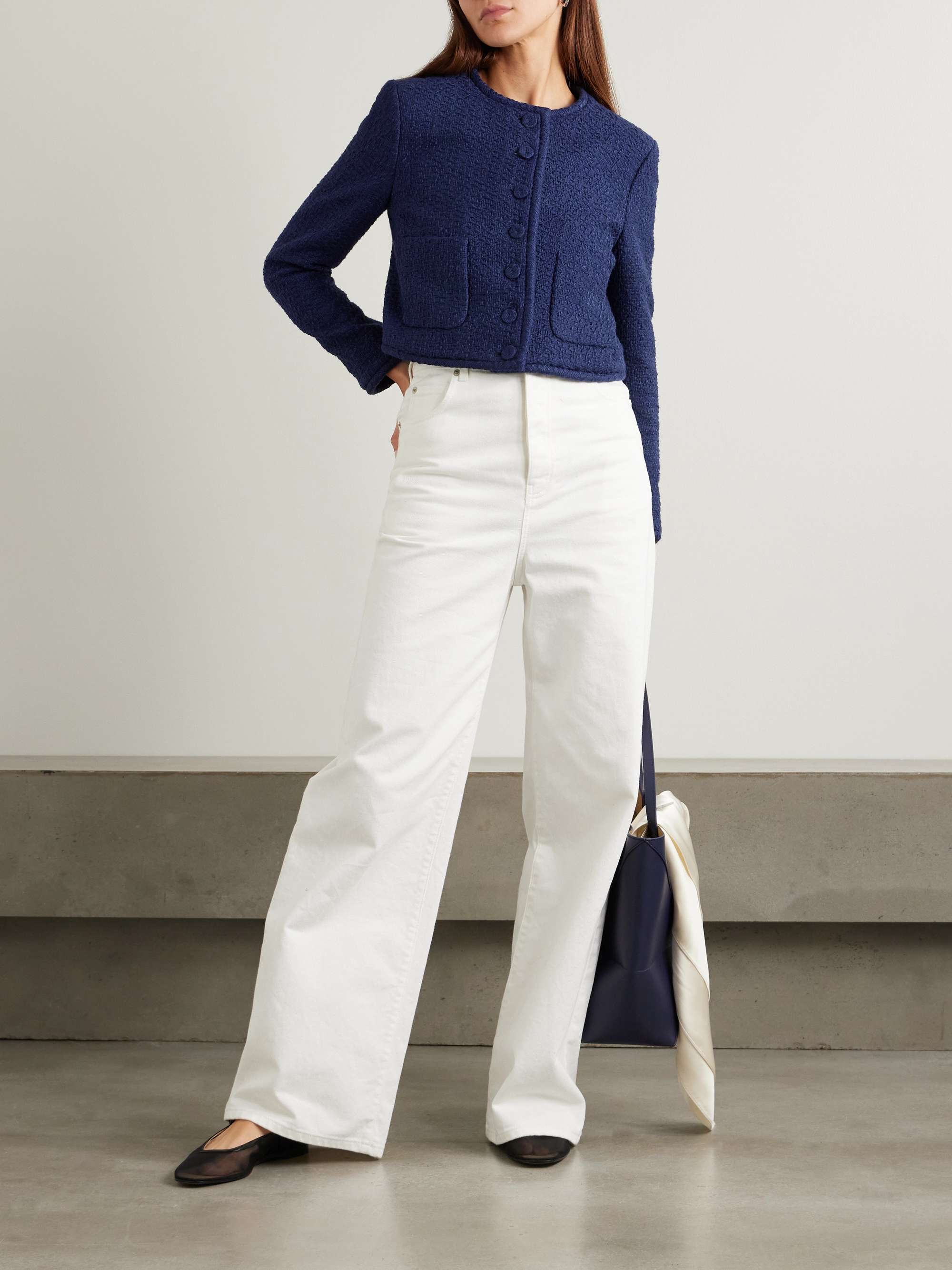 Cropped organic cotton-tweed jacket view