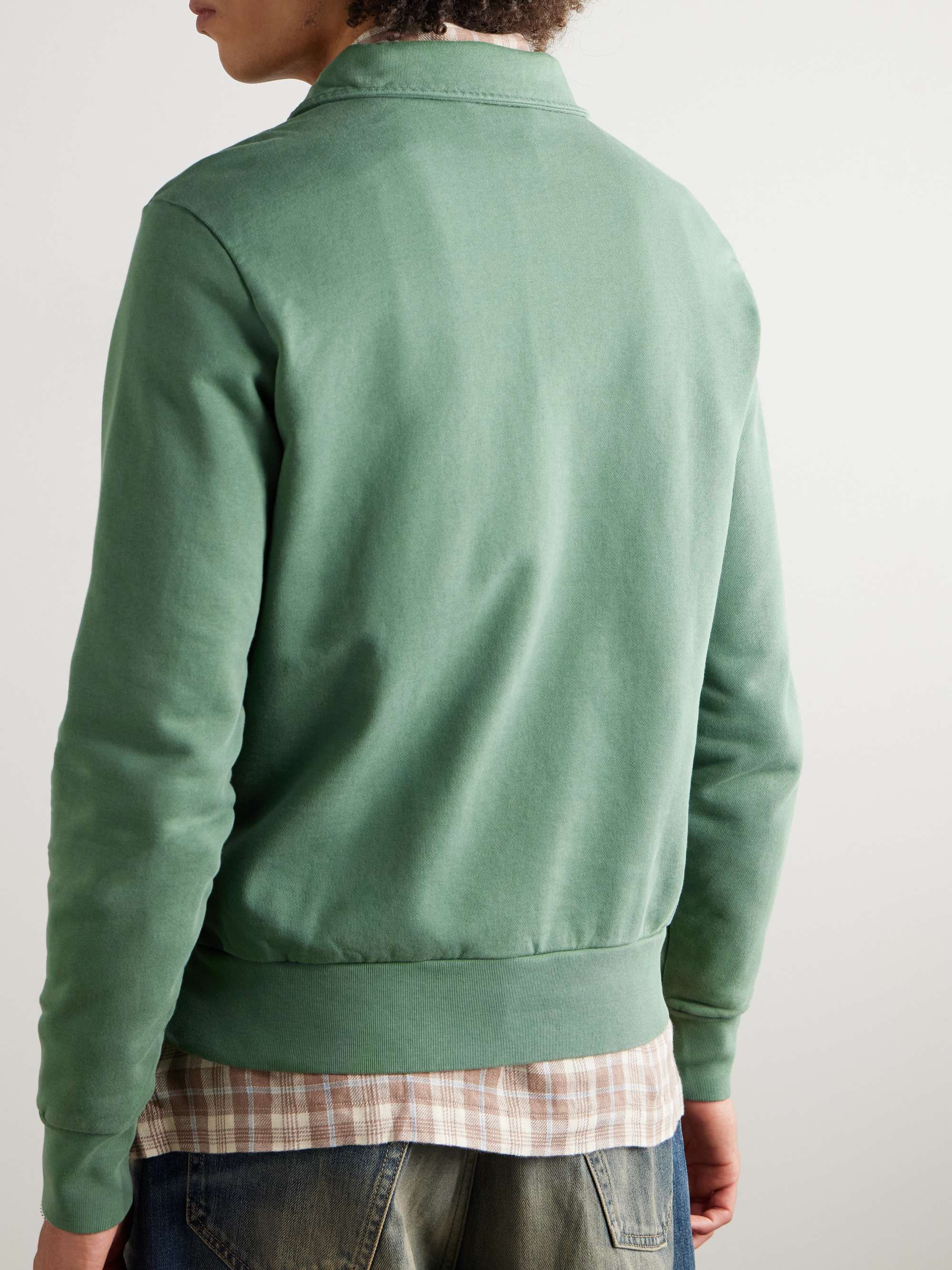 Slim-Fit Logo-Embroidered Cotton-Jersey Half-Zip Sweatshirt view