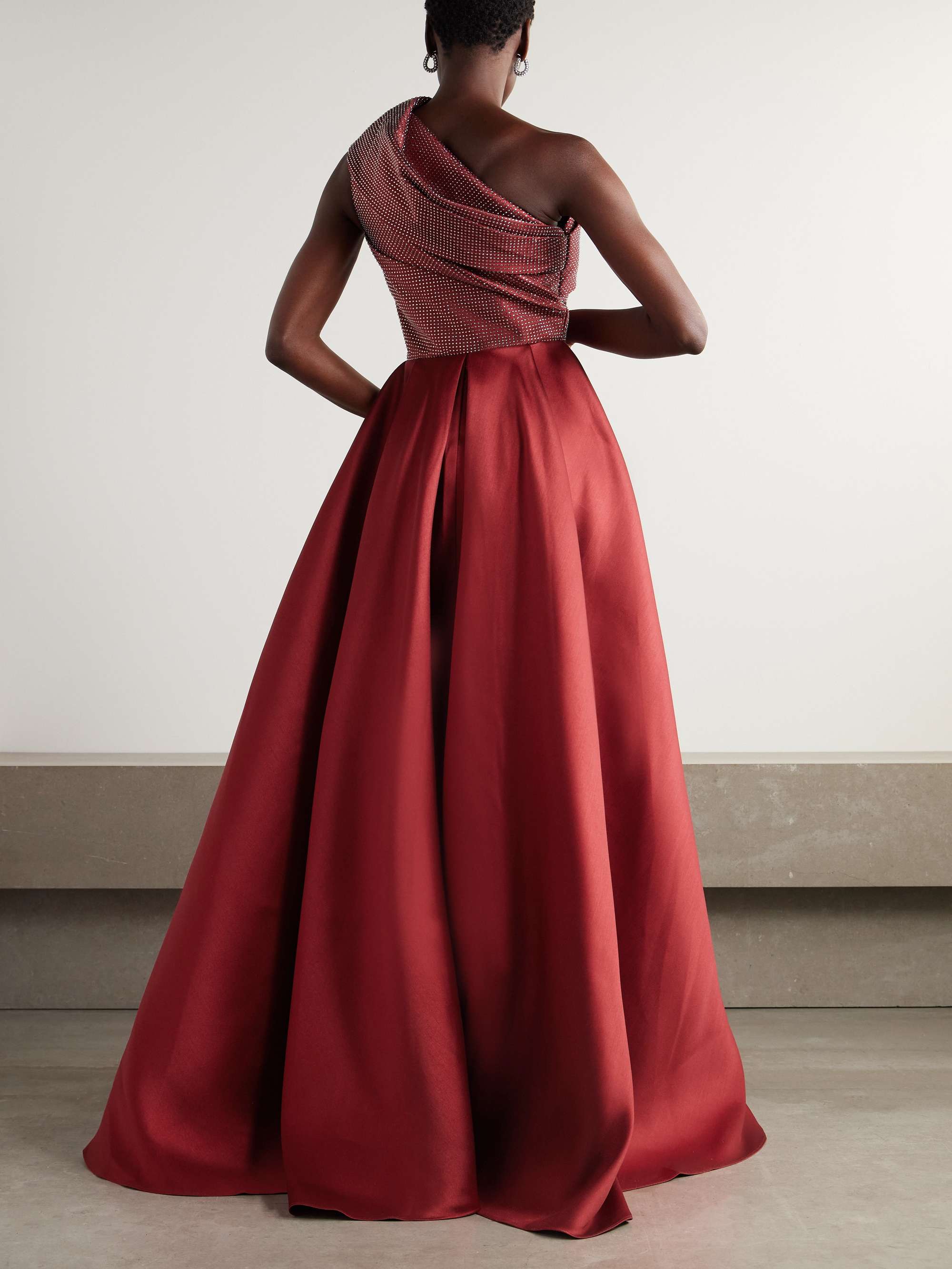 Alba one-shoulder crystal-embellished faille gown view