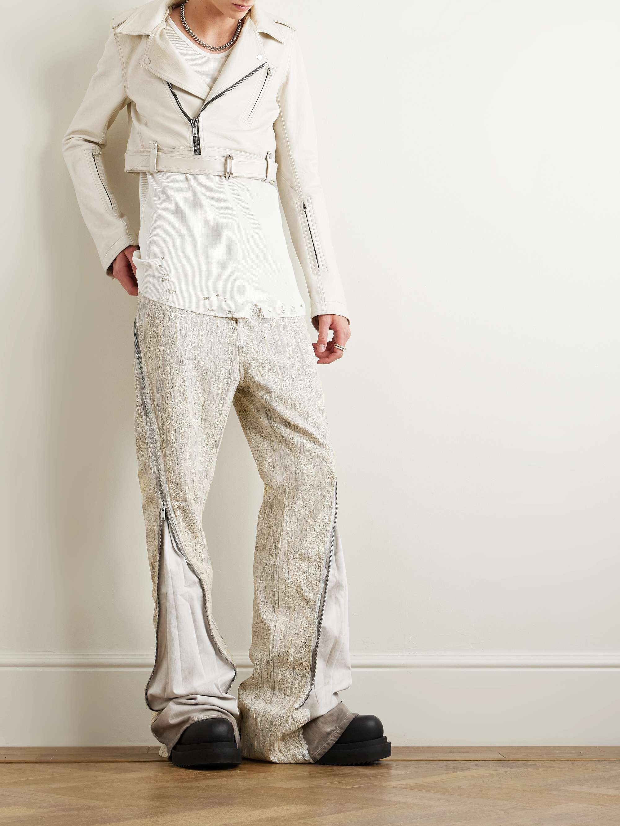 Belted Cropped Leather Jacket view