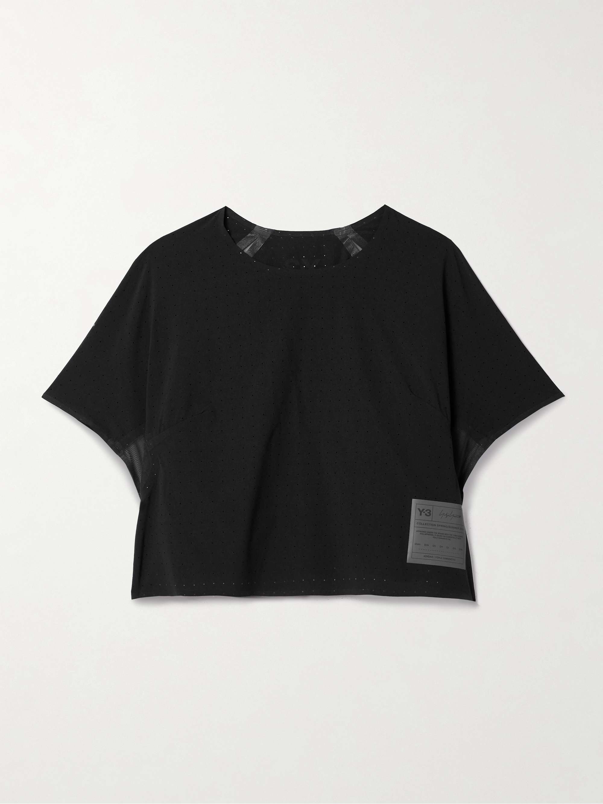 + Y-3 cropped appliquéd recycled-mesh T-shirt view