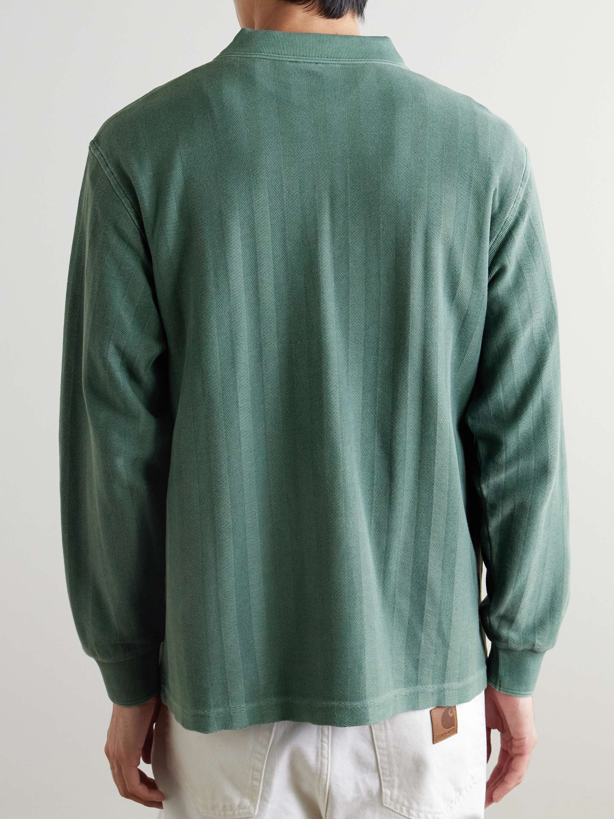 Morrison Logo-Embroidered Herringbone Cotton Rugby Shirt view