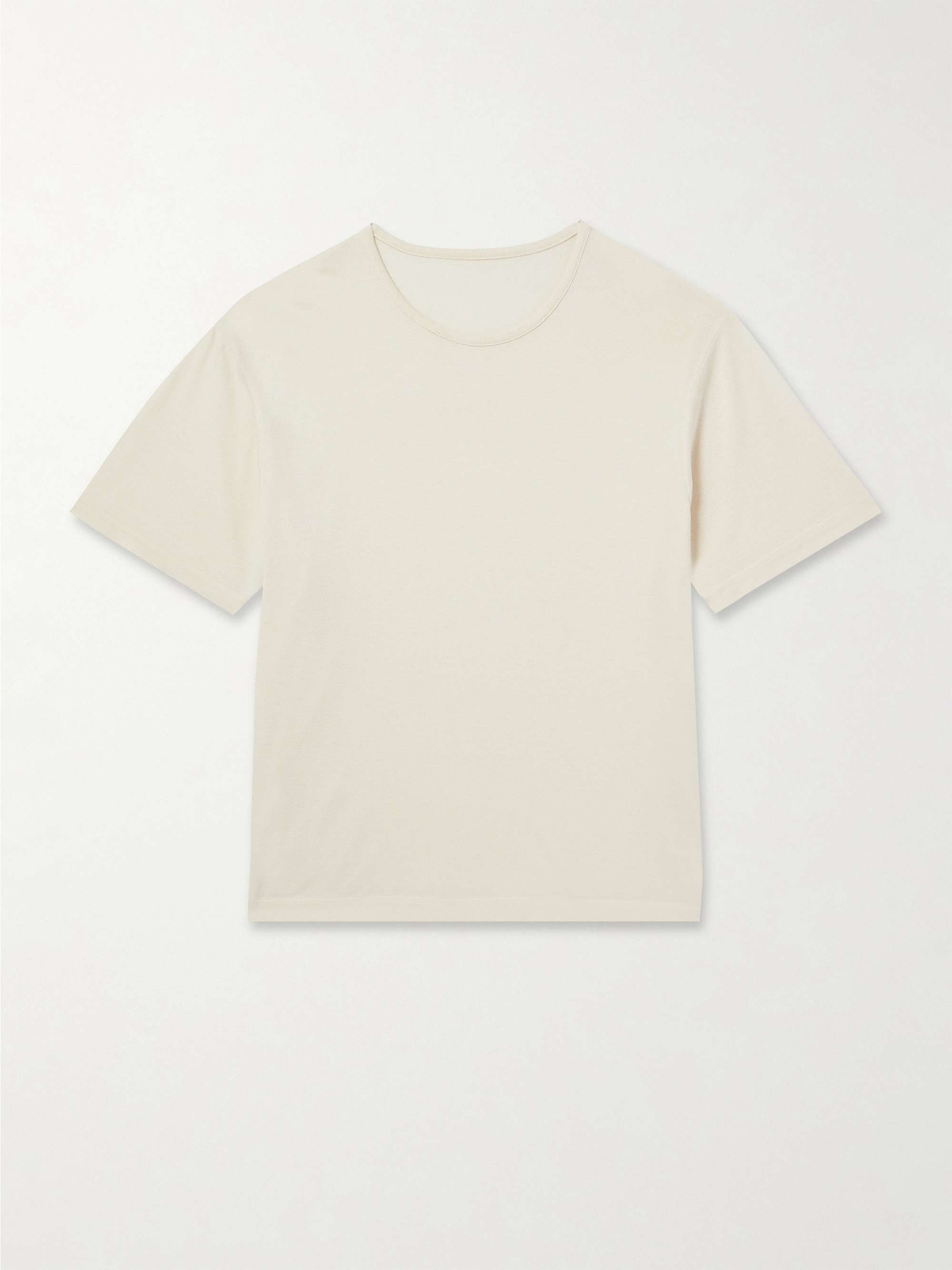 Cotton and Silk-Blend Piqué T-Shirt view
