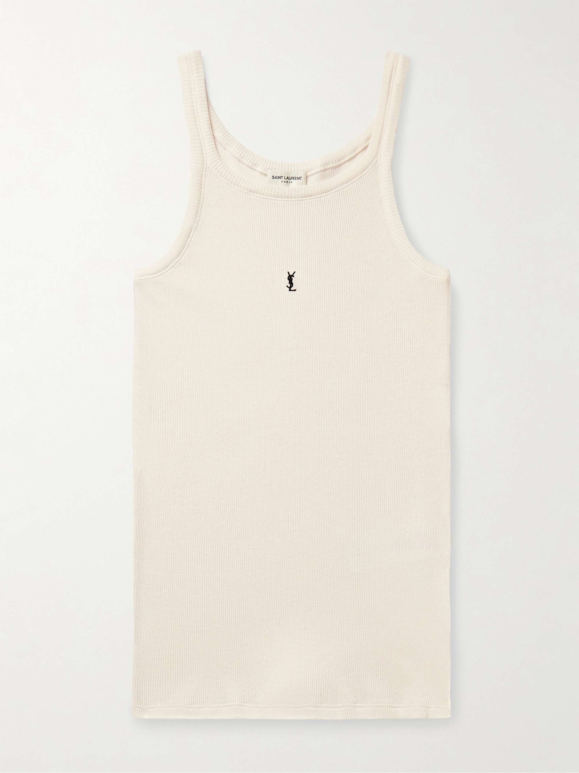 Slim-Fit Logo-Embroidered Ribbed Cotton-Jersey Tank Top view