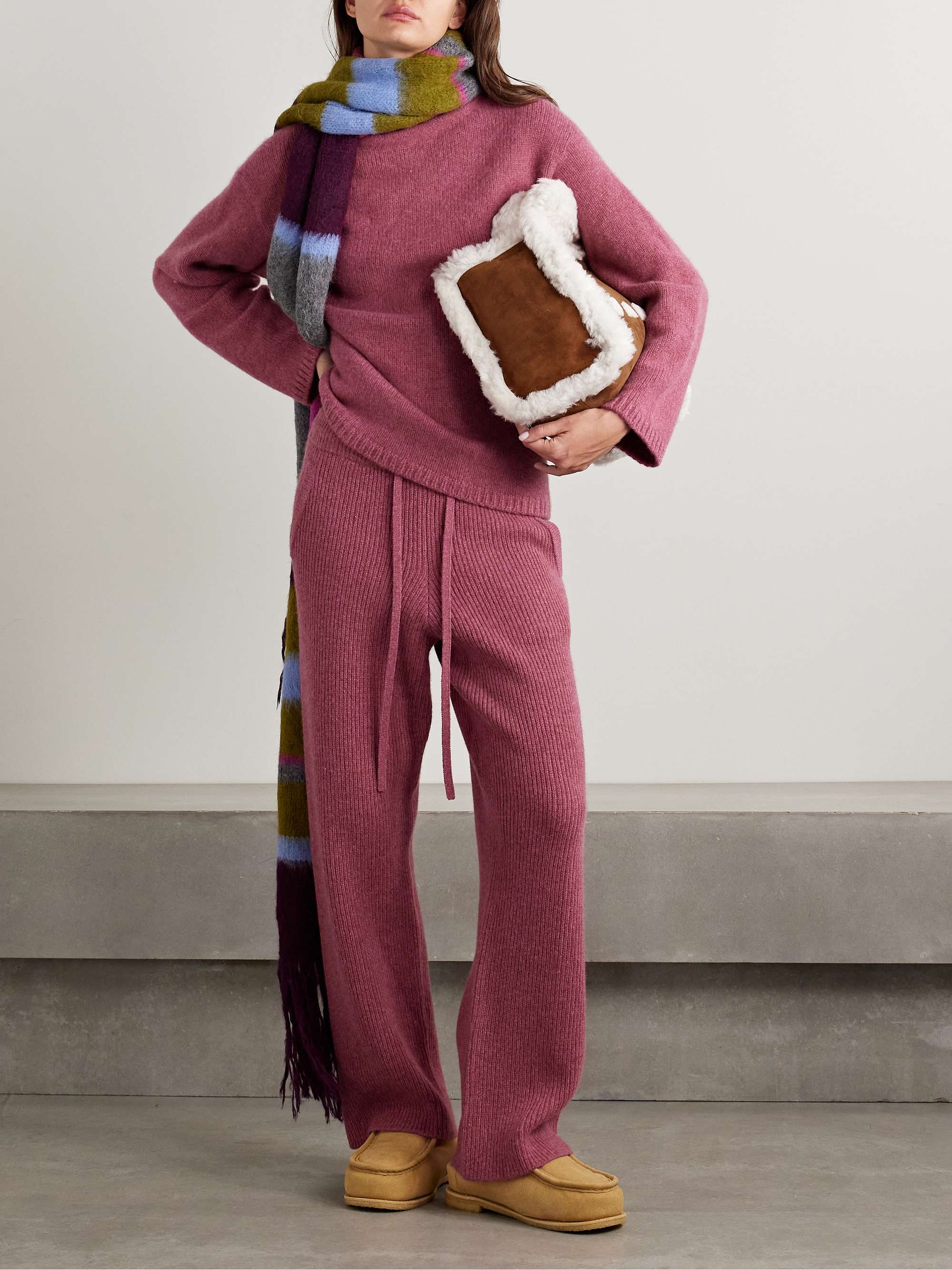 Ribbed cashmere track pants view