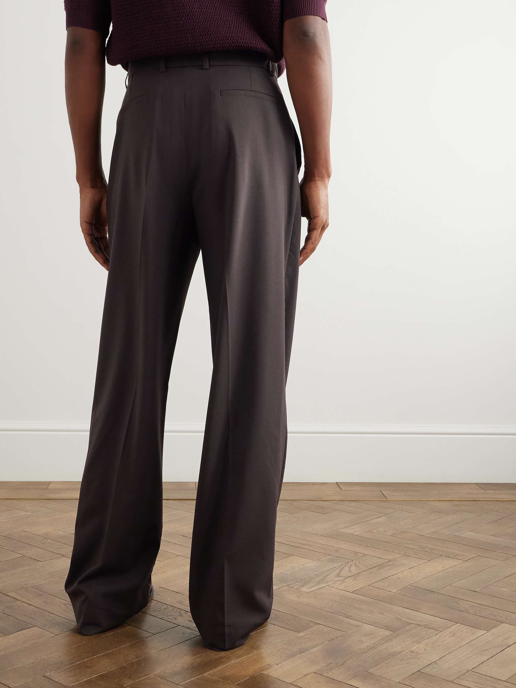 Wide-Leg Pleated Super 130s Wool Trousers view