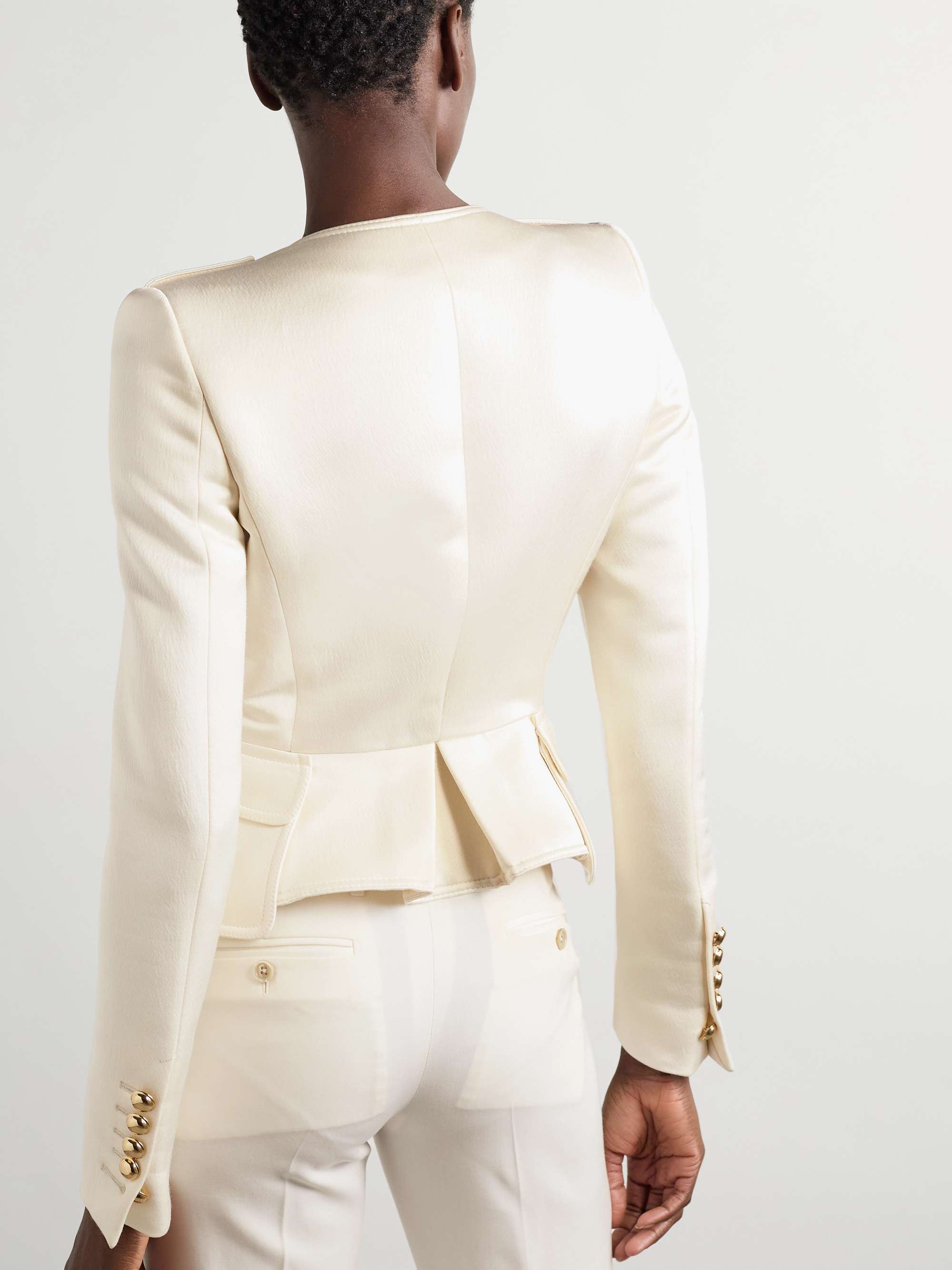 Cropped wool-blend faille jacket view
