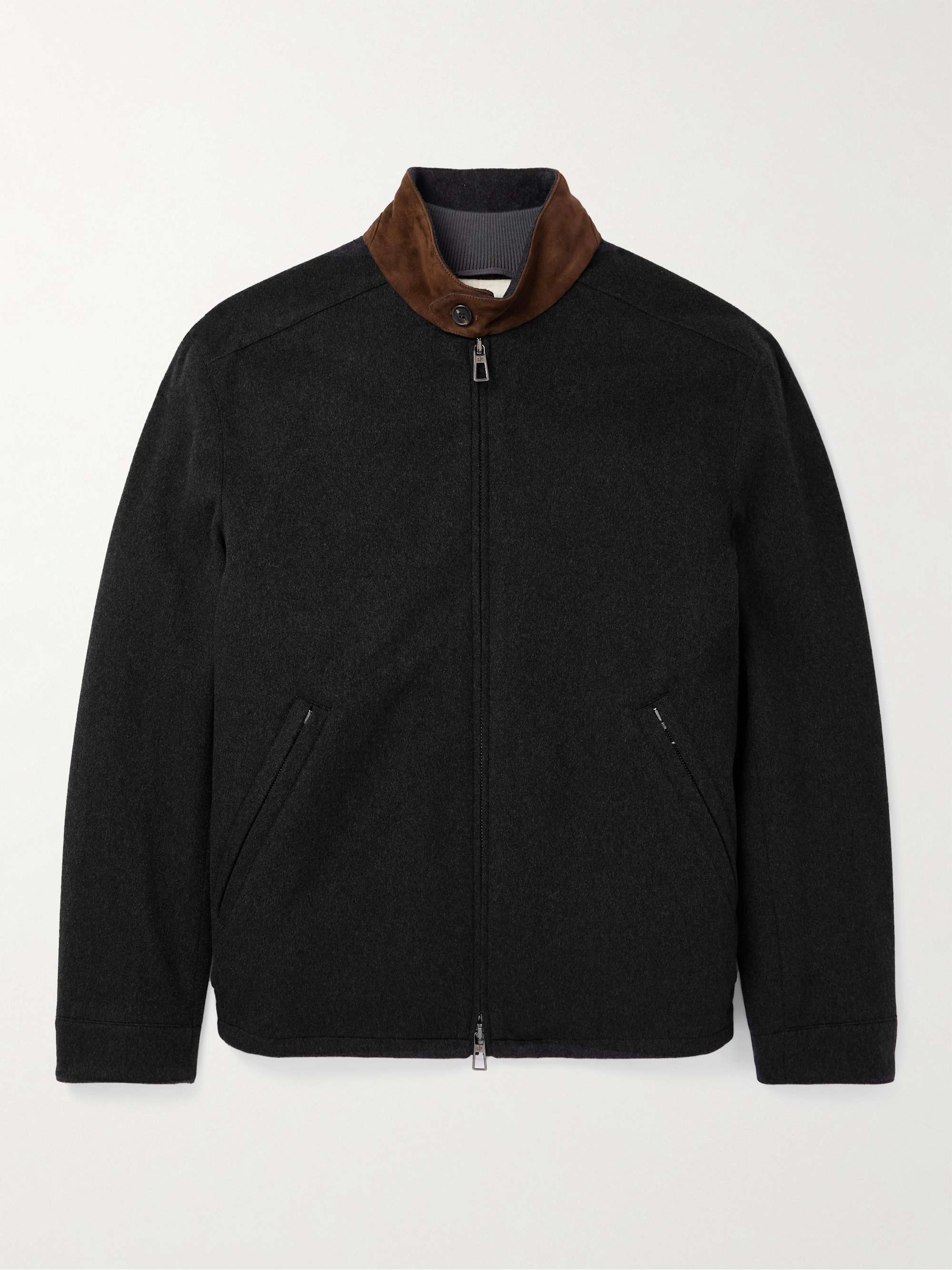 Roadster Suede-Trimmed Brushed-Knit Jacket with Detachable Gilet view
