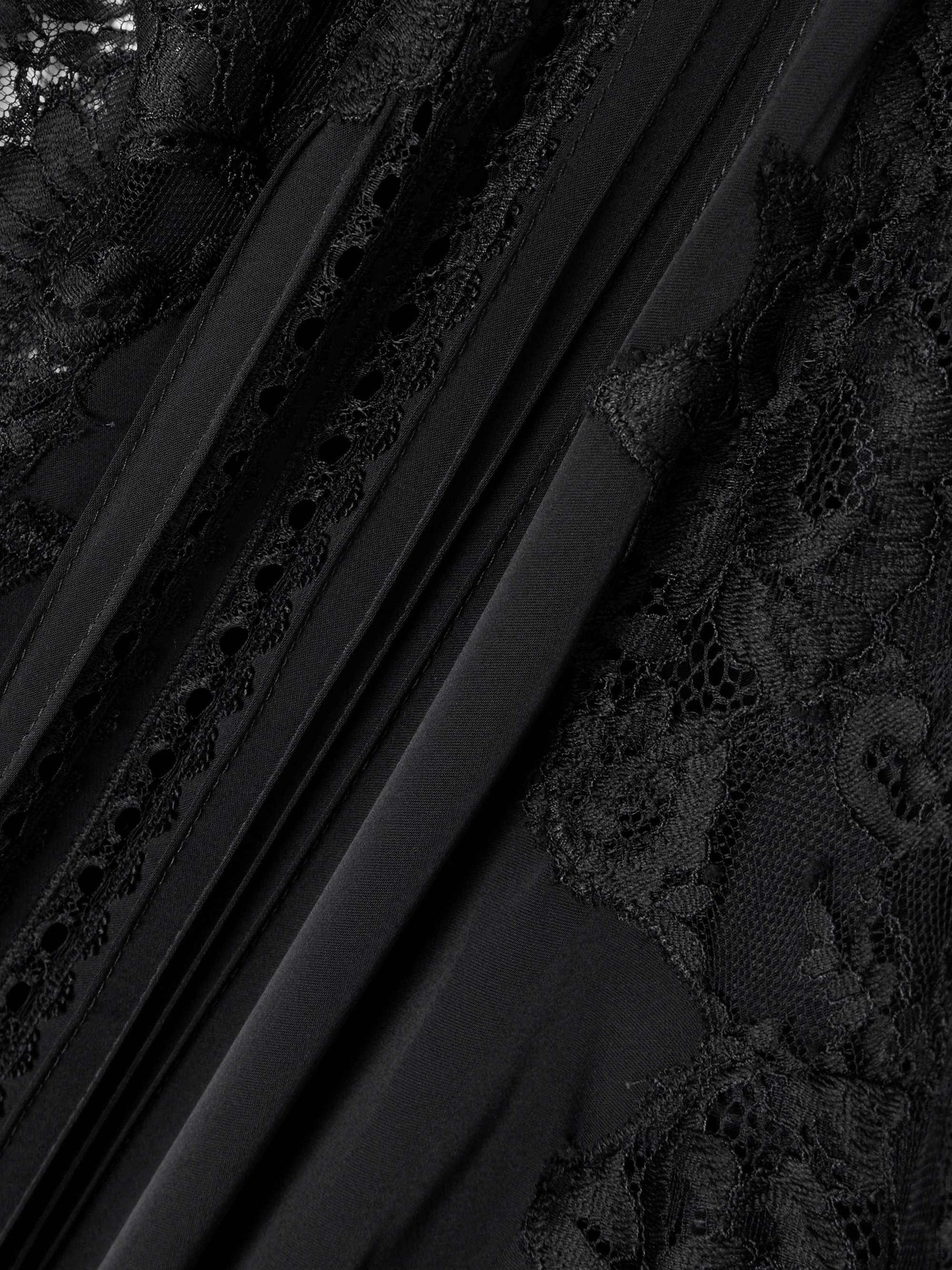 Asymmetric lace-trimmed satin mini dress view