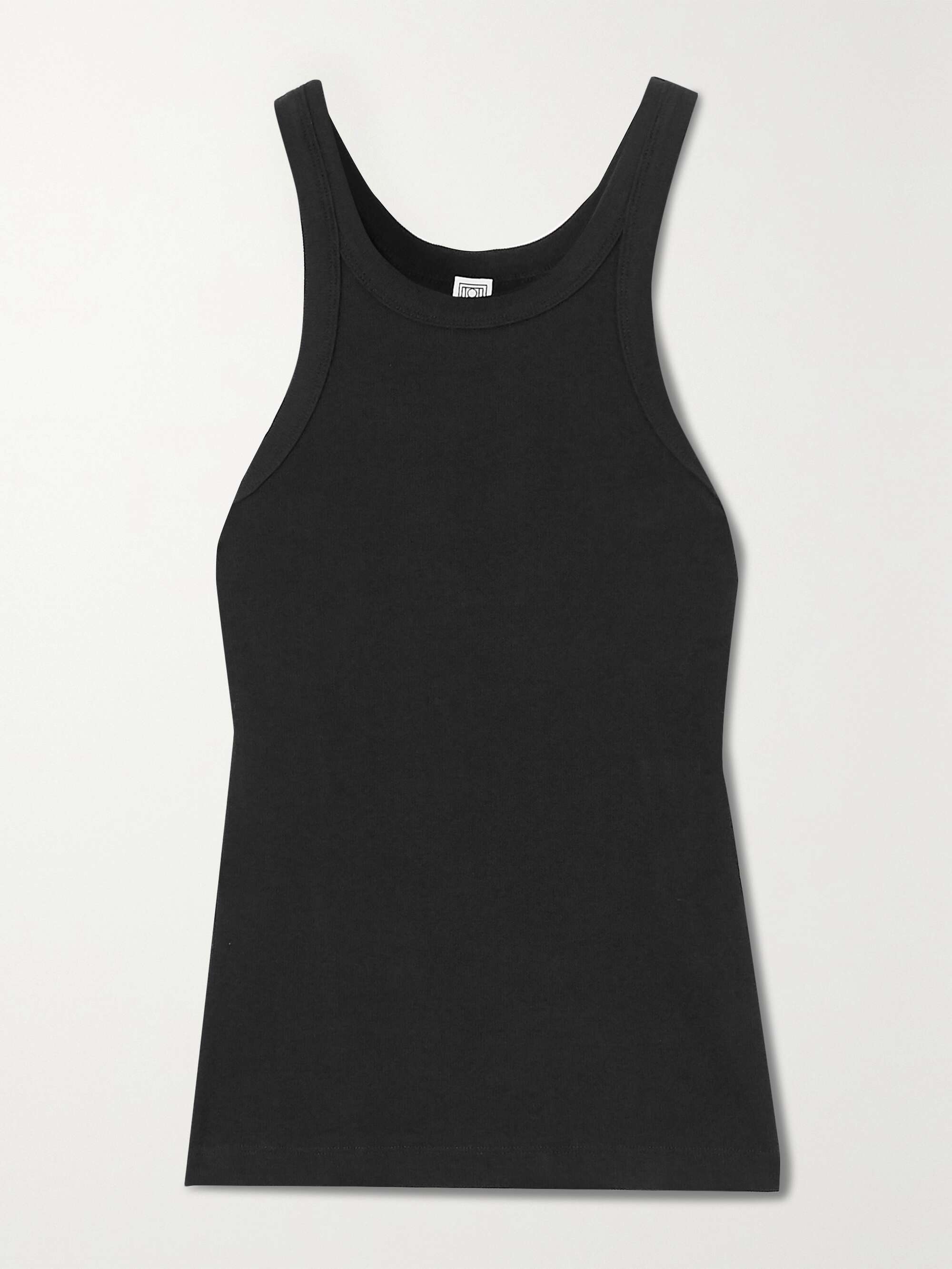 + NET SUSTAIN Curved ribbed stretch organic cotton-jersey tank view