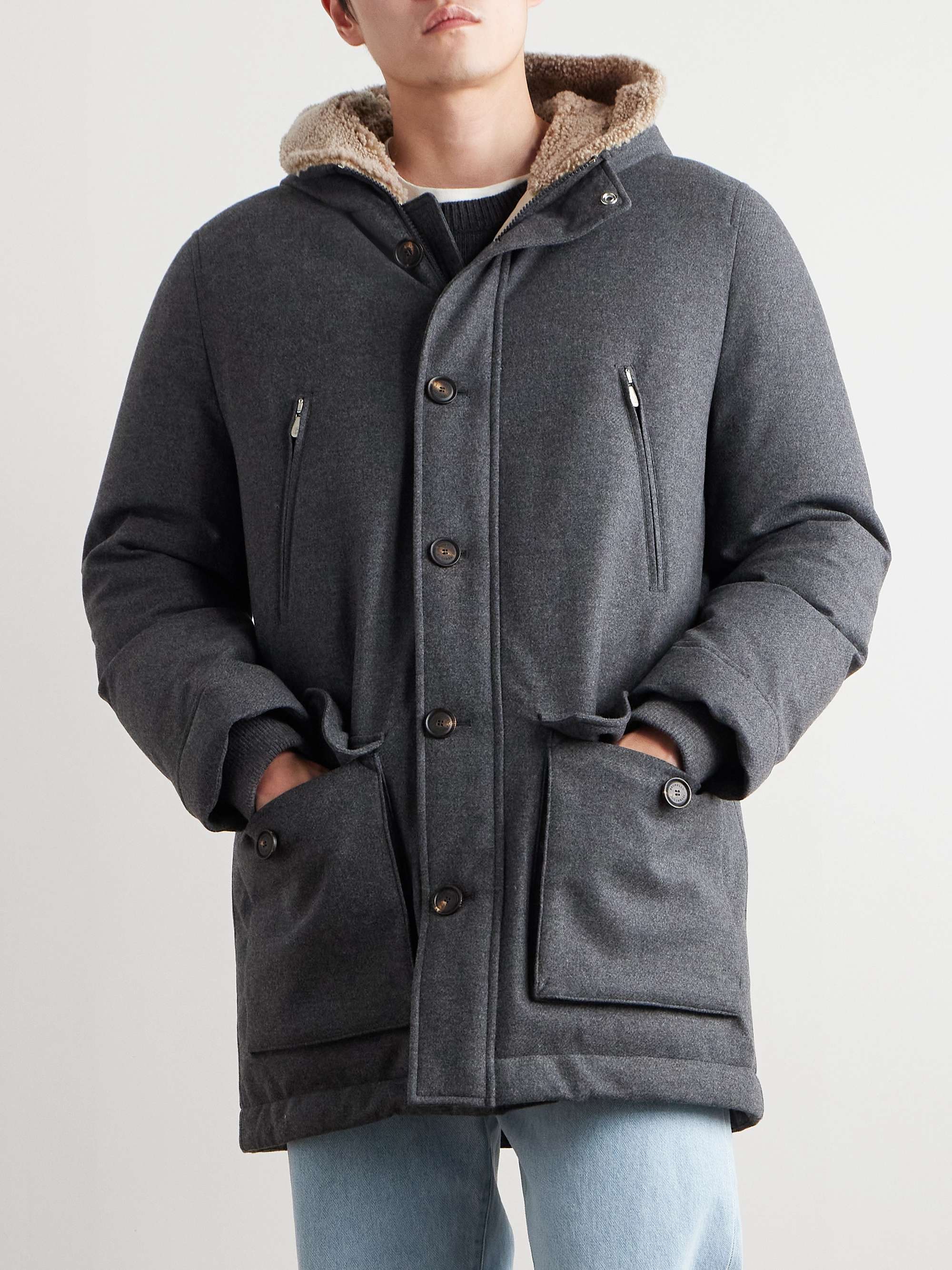 Wool-Blend Padded Down Hooded Parka view