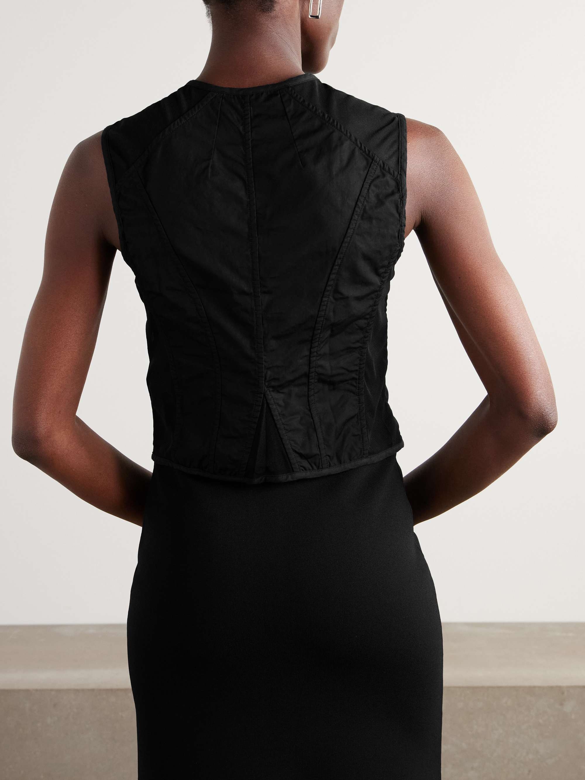 Paneled layered mesh-trimmed cotton-poplin corset vest view