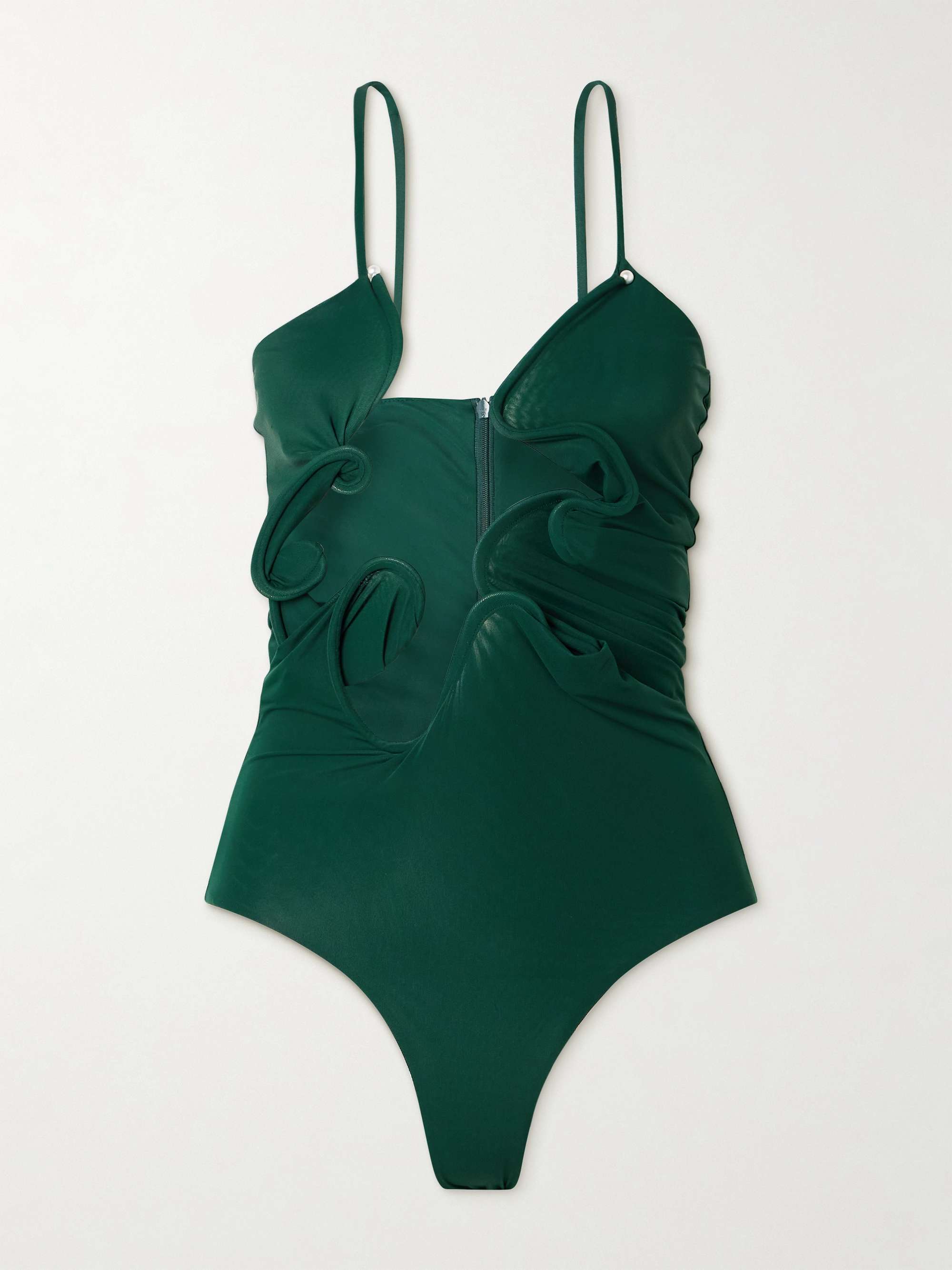 Venus faux pearl-embellished cutout stretch-jersey bodysuit view