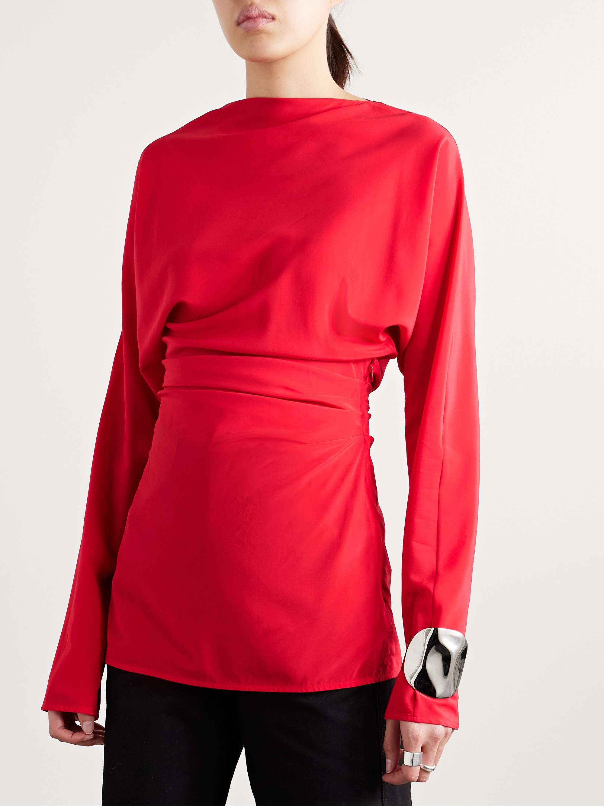 Keegan gathered crepe de chine top view