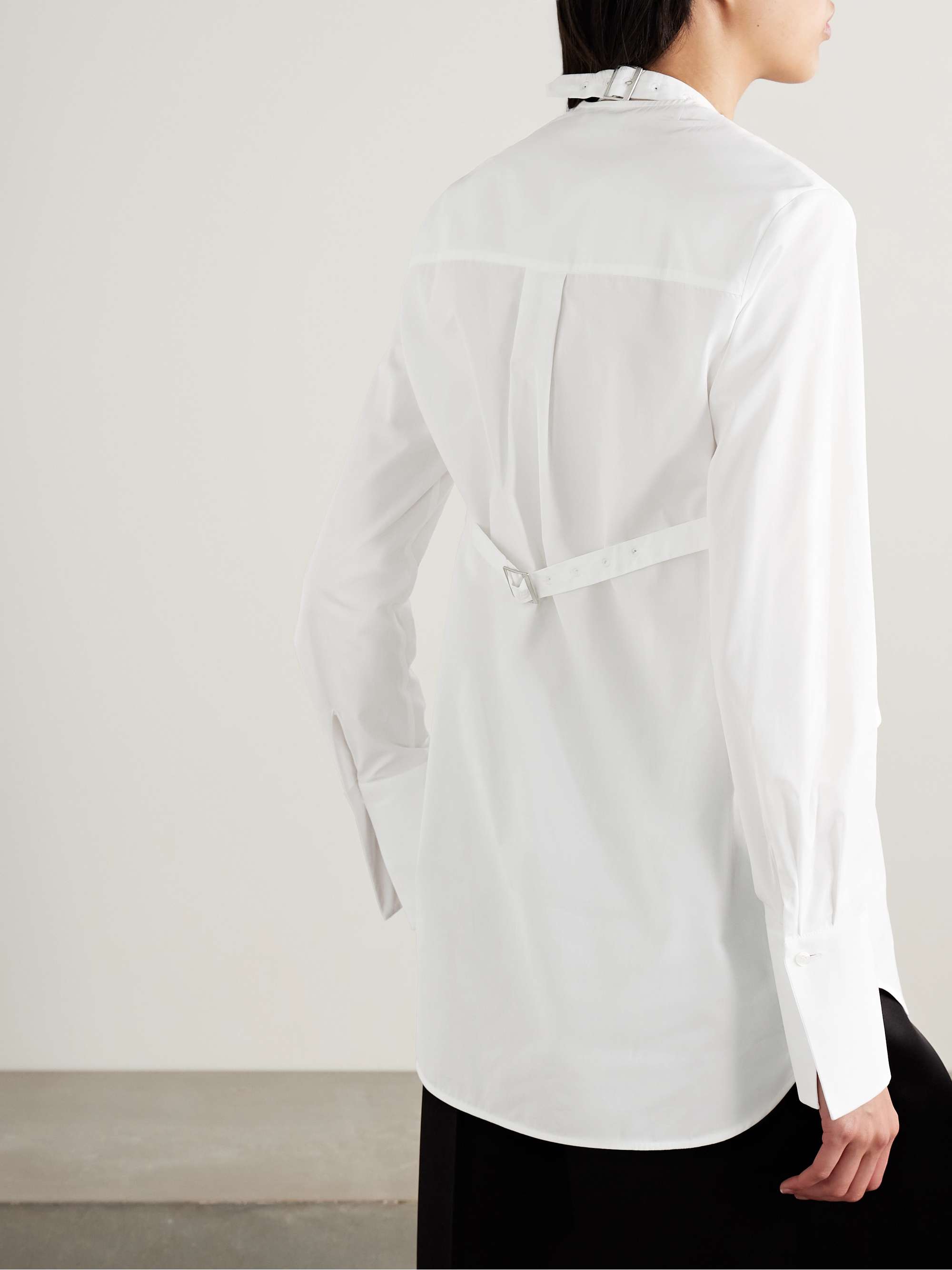 Convertible layered buckled cotton-poplin shirt view