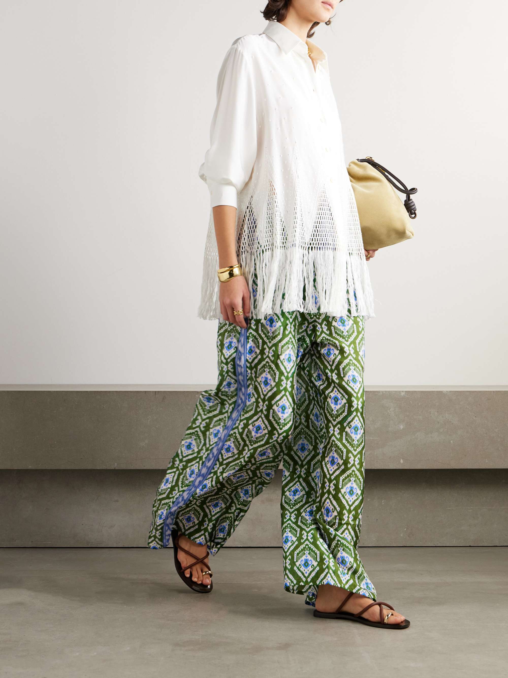 Wylie printed silk wide-leg pants view