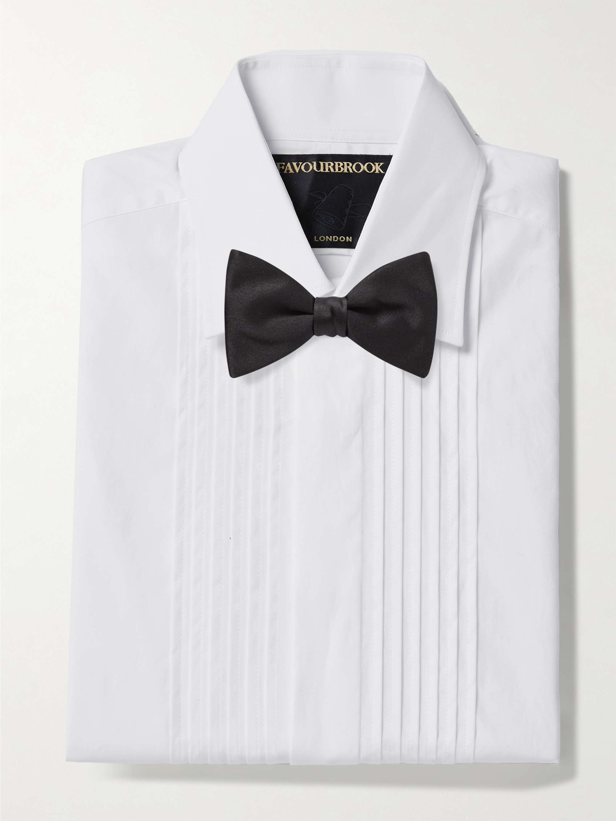 Pleated Double-Cuff Cotton-Poplin Tuxedo Shirt view