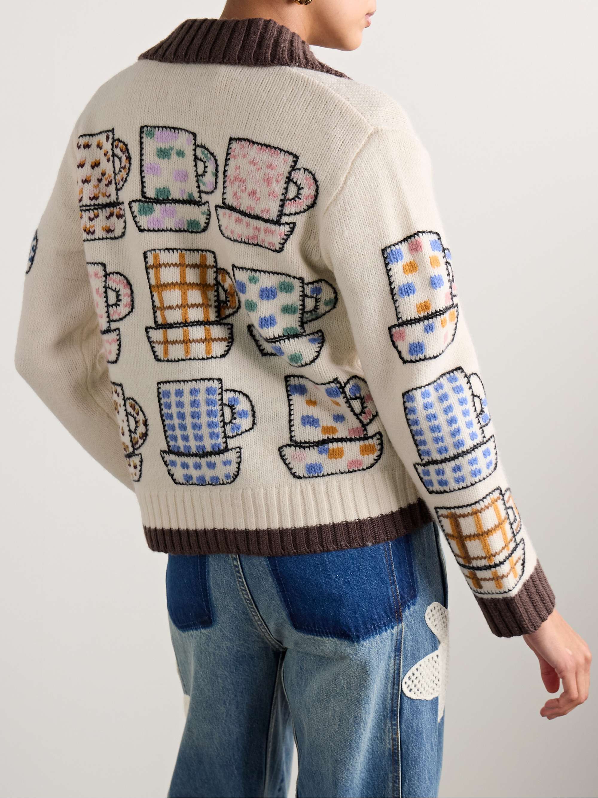Emila embroidered wool-blend cardigan view