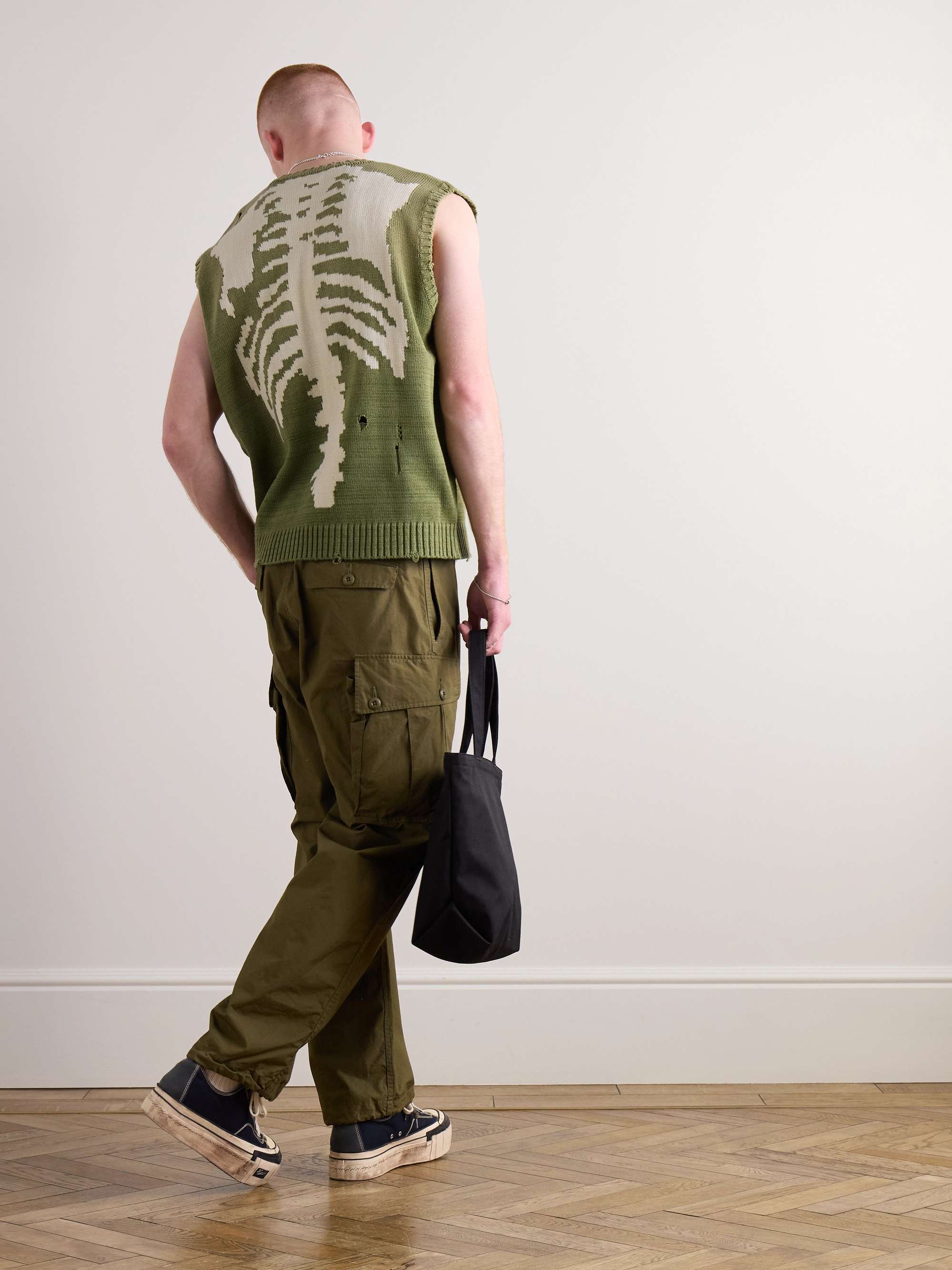 5G Distressed Cotton-Blend Jacquard Sweater Vest view
