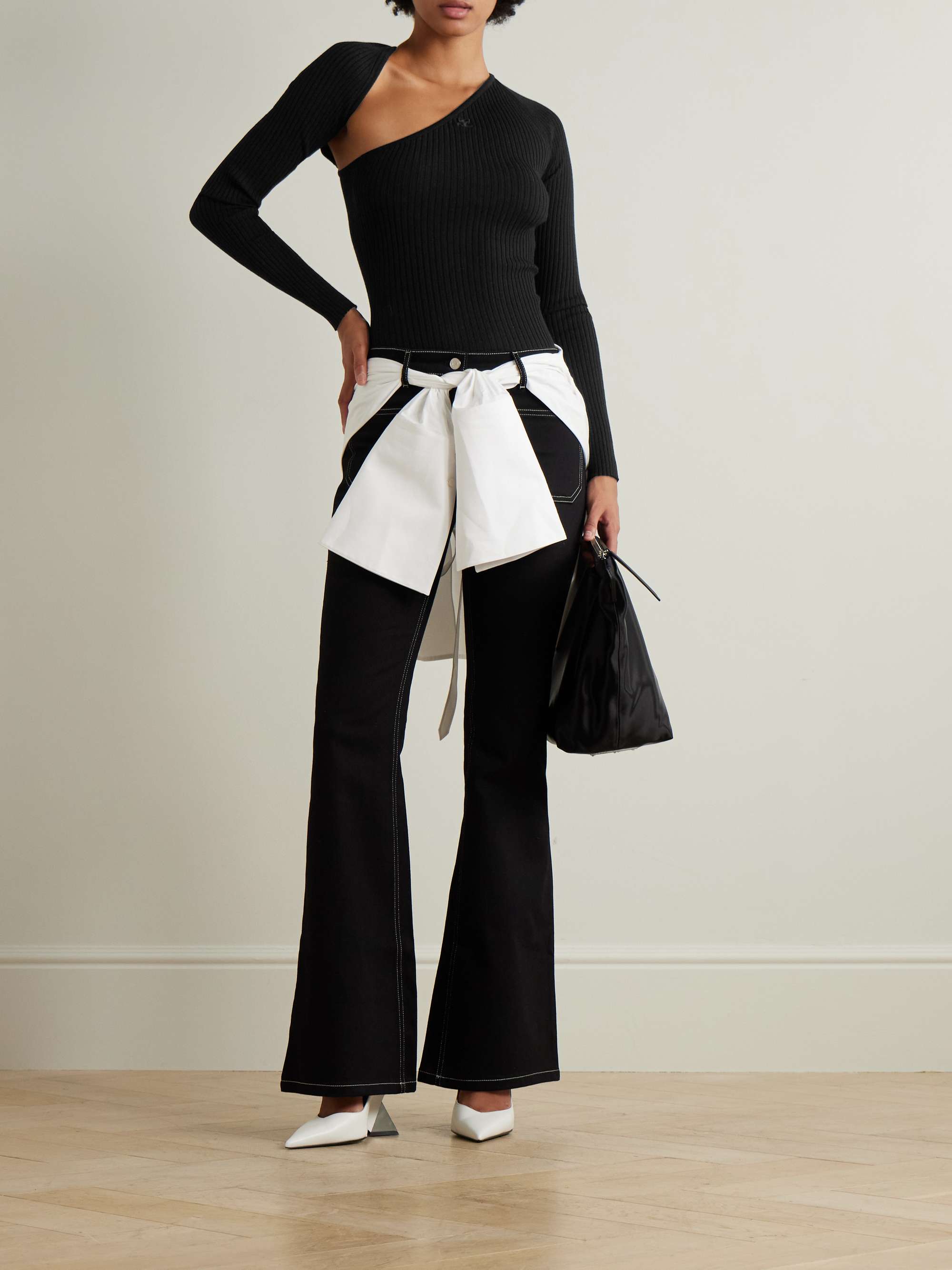 Slash asymmetric ribbed-knit sweater view