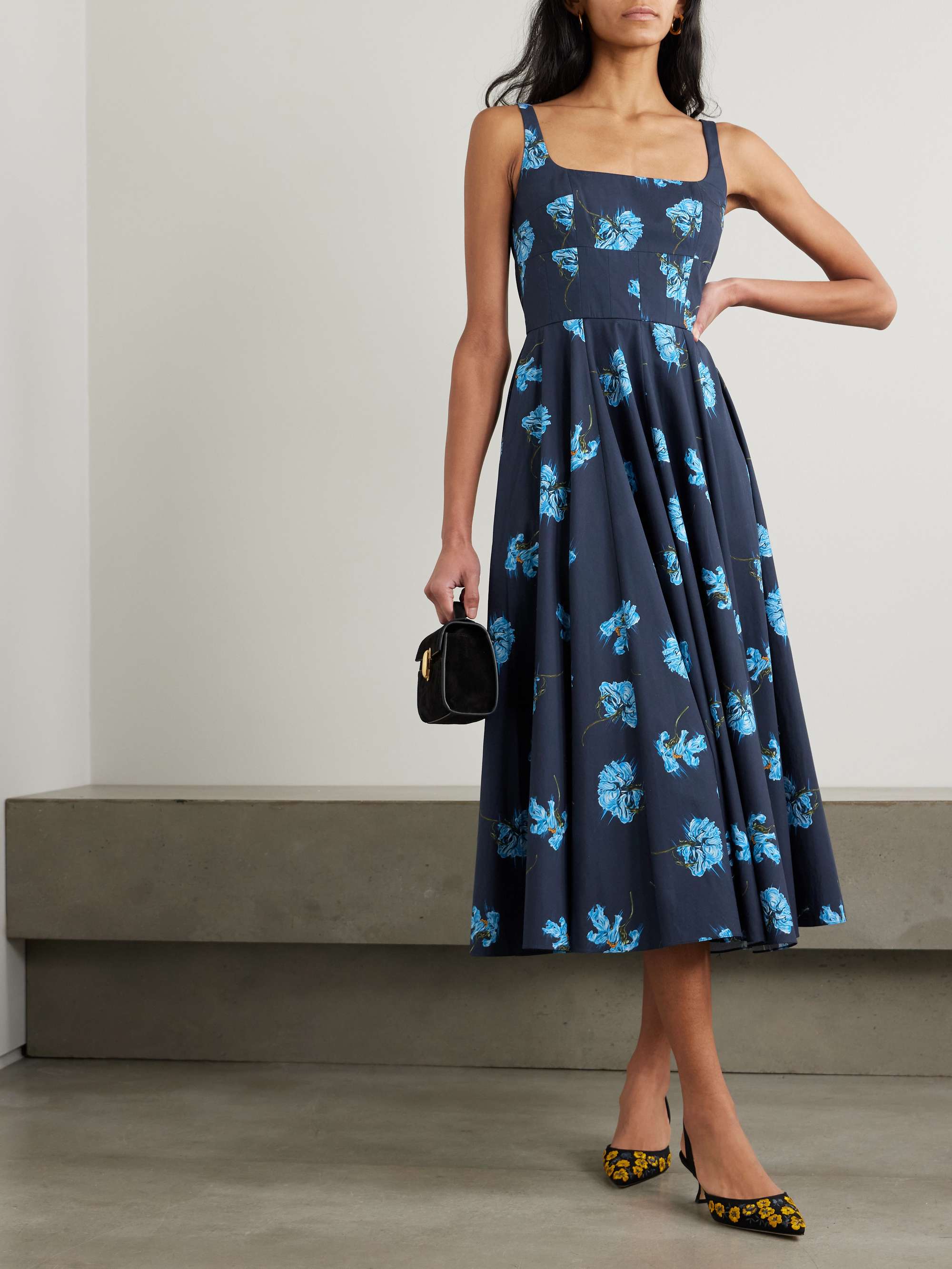 Mona floral-print cotton-poplin midi dress view