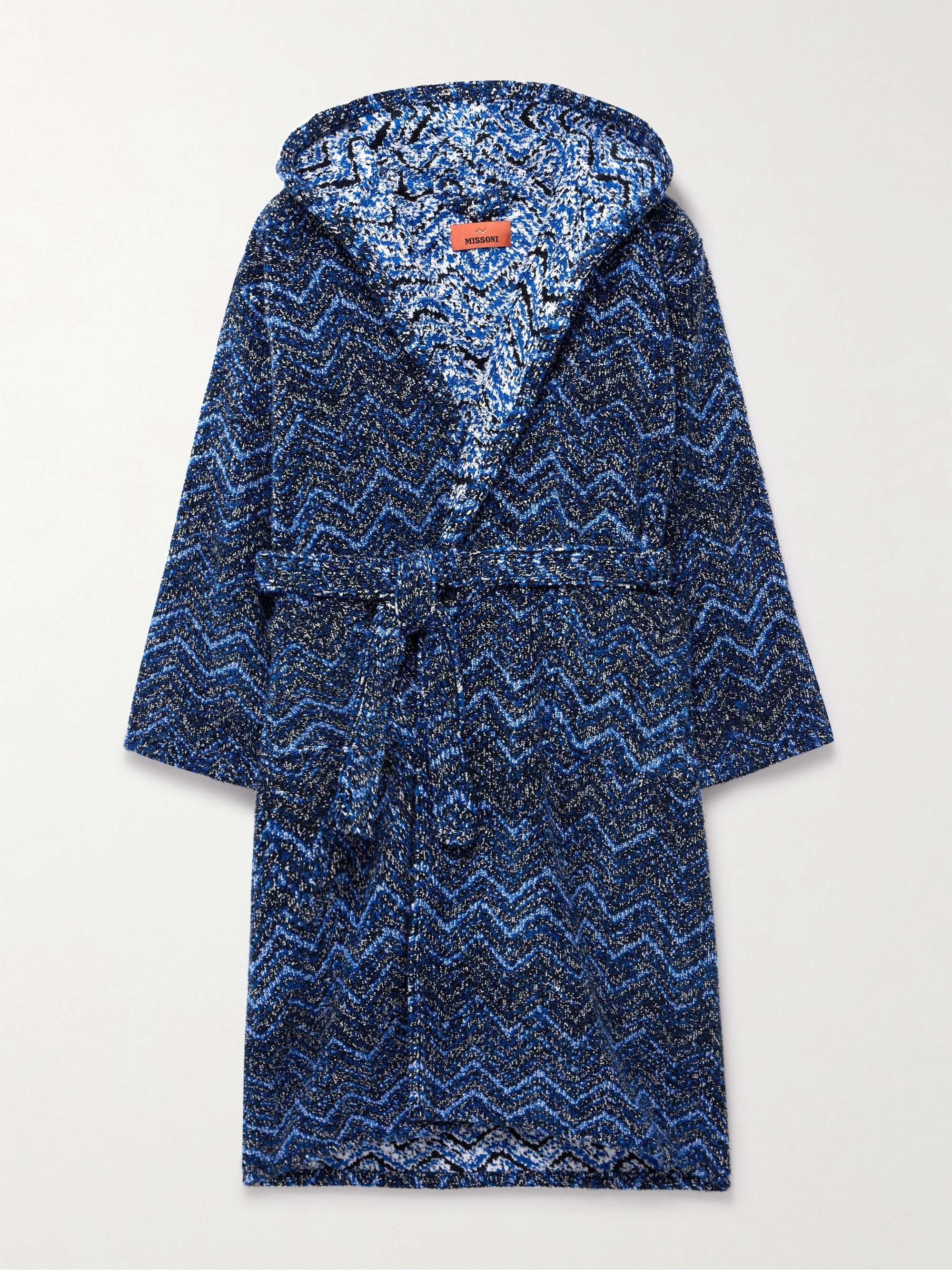 Striped Cotton-Terry Jacquard Hooded Robe view