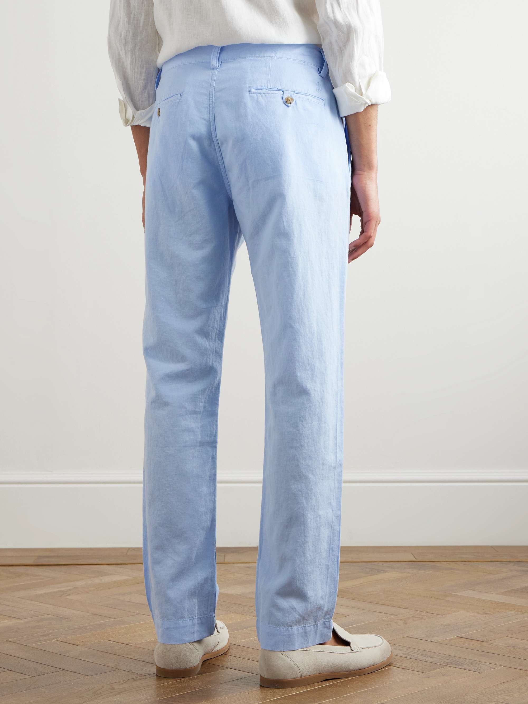 Straight-Leg Linen and Cotton-Blend Trousers view