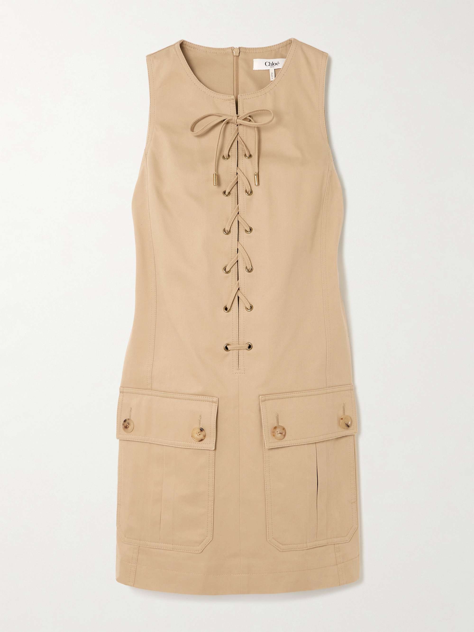 Lace-up cotton mini dress view
