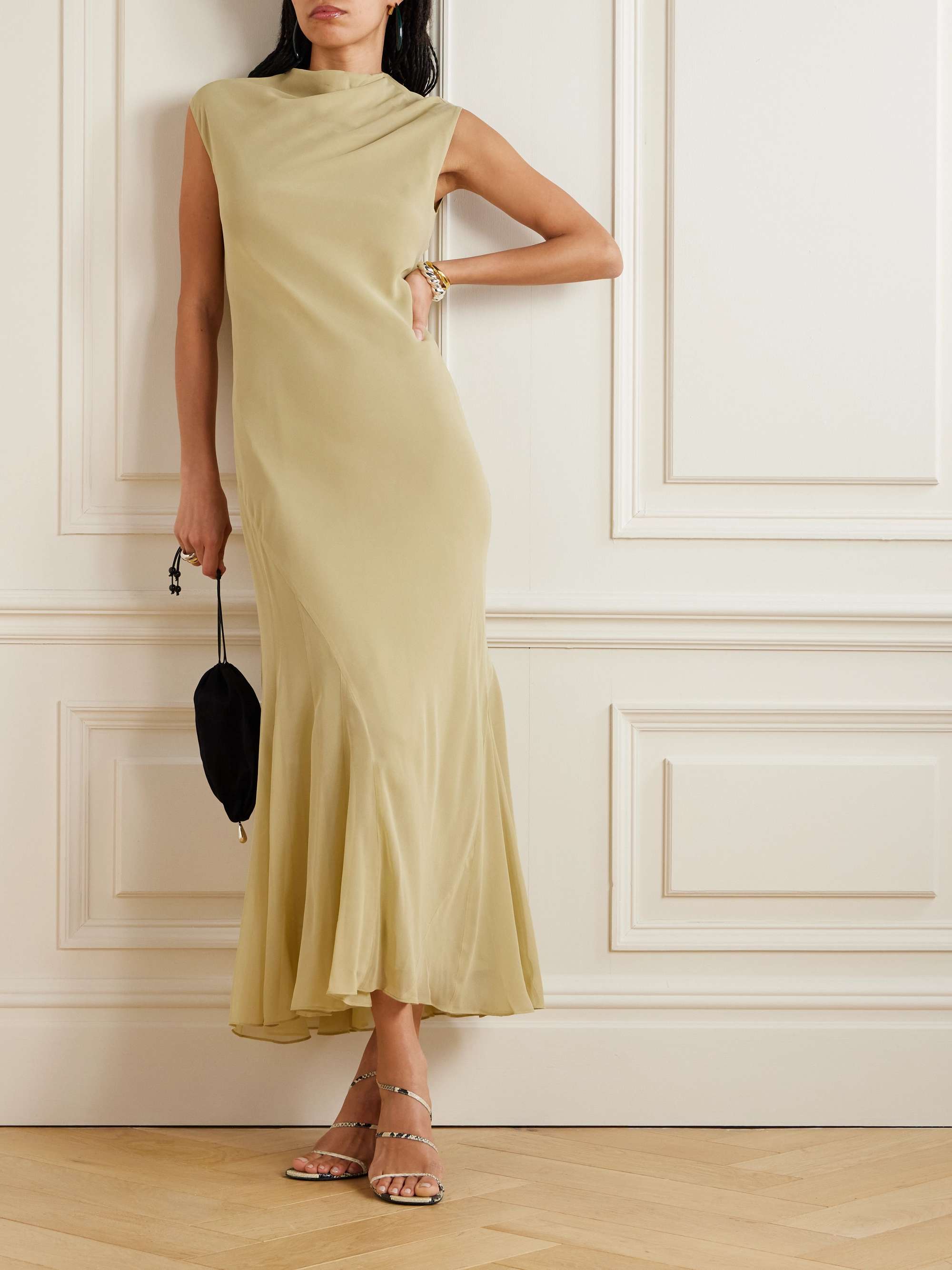 Erin draped silk-chiffon maxi dress view