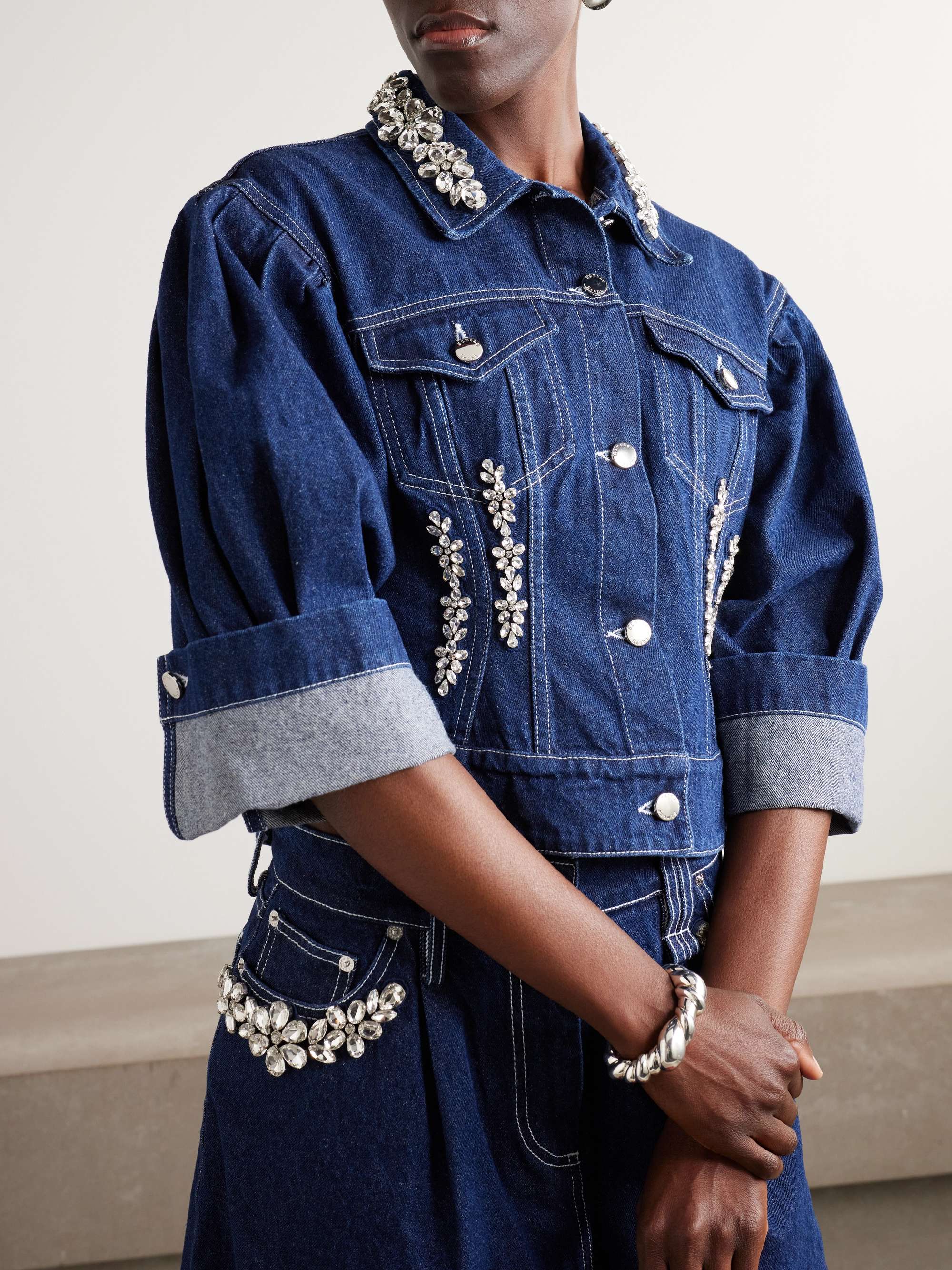 Turbo embellished denim jacket view