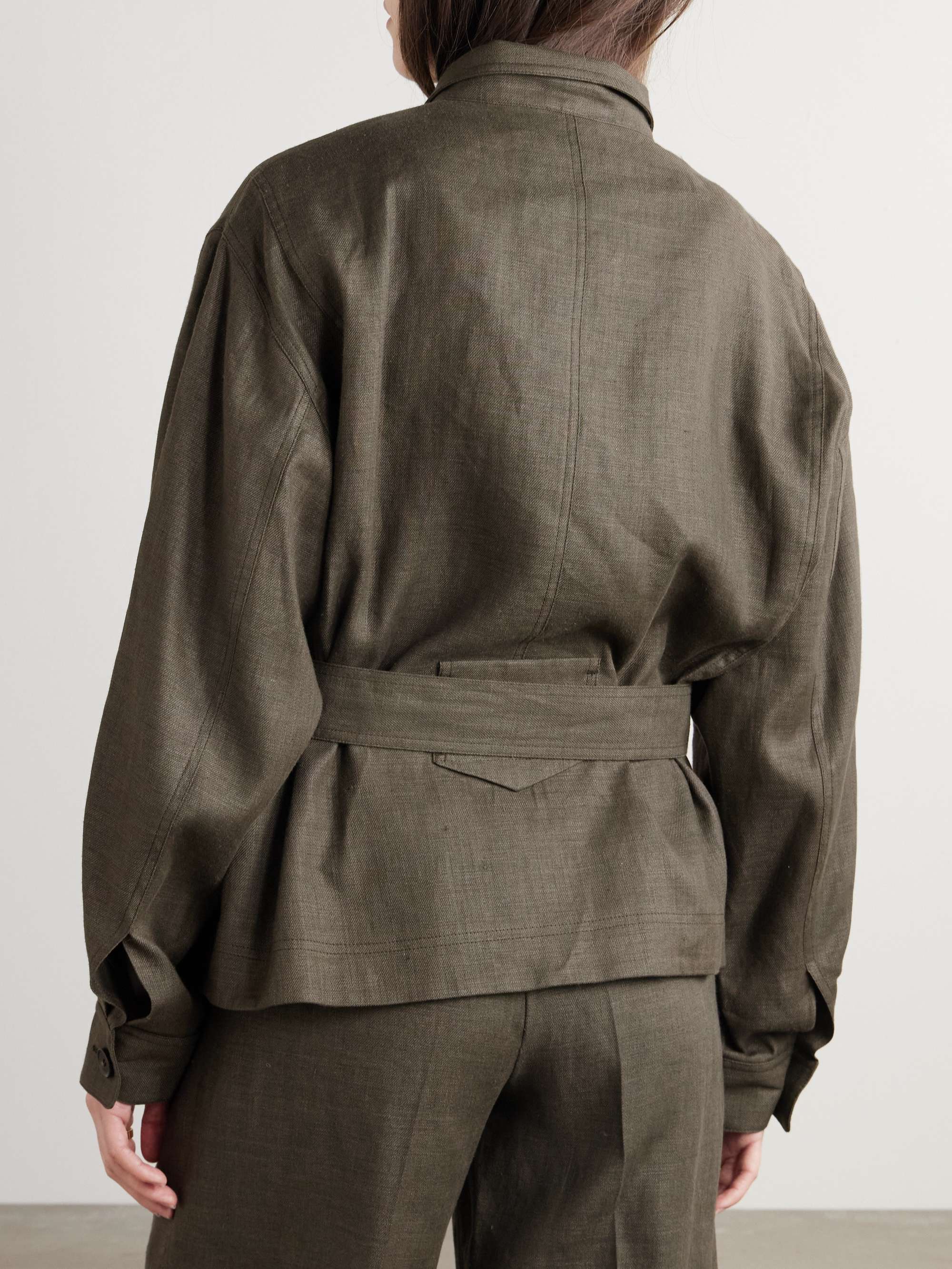 Jaylon belted linen and wool-blend jacket view