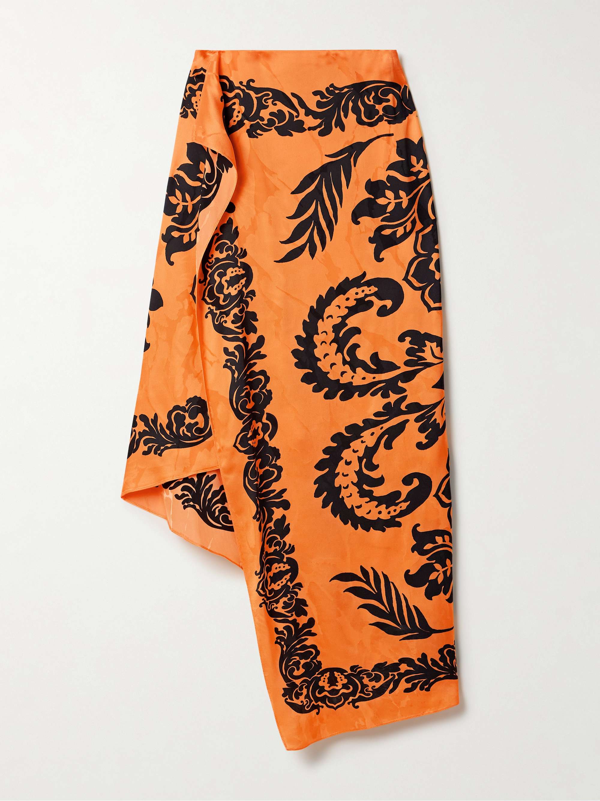 Asymmetric printed satin-jacquard midi skirt view
