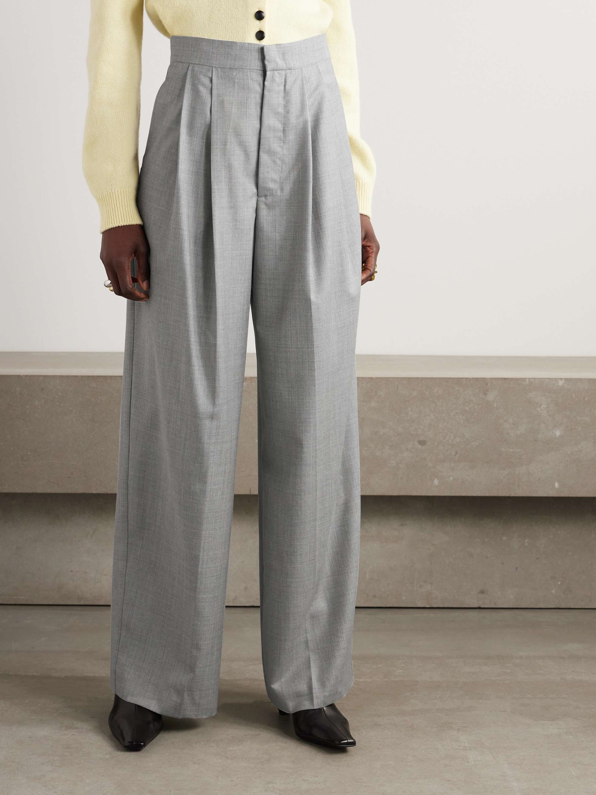 Lauren pleated wool wide-leg pants view