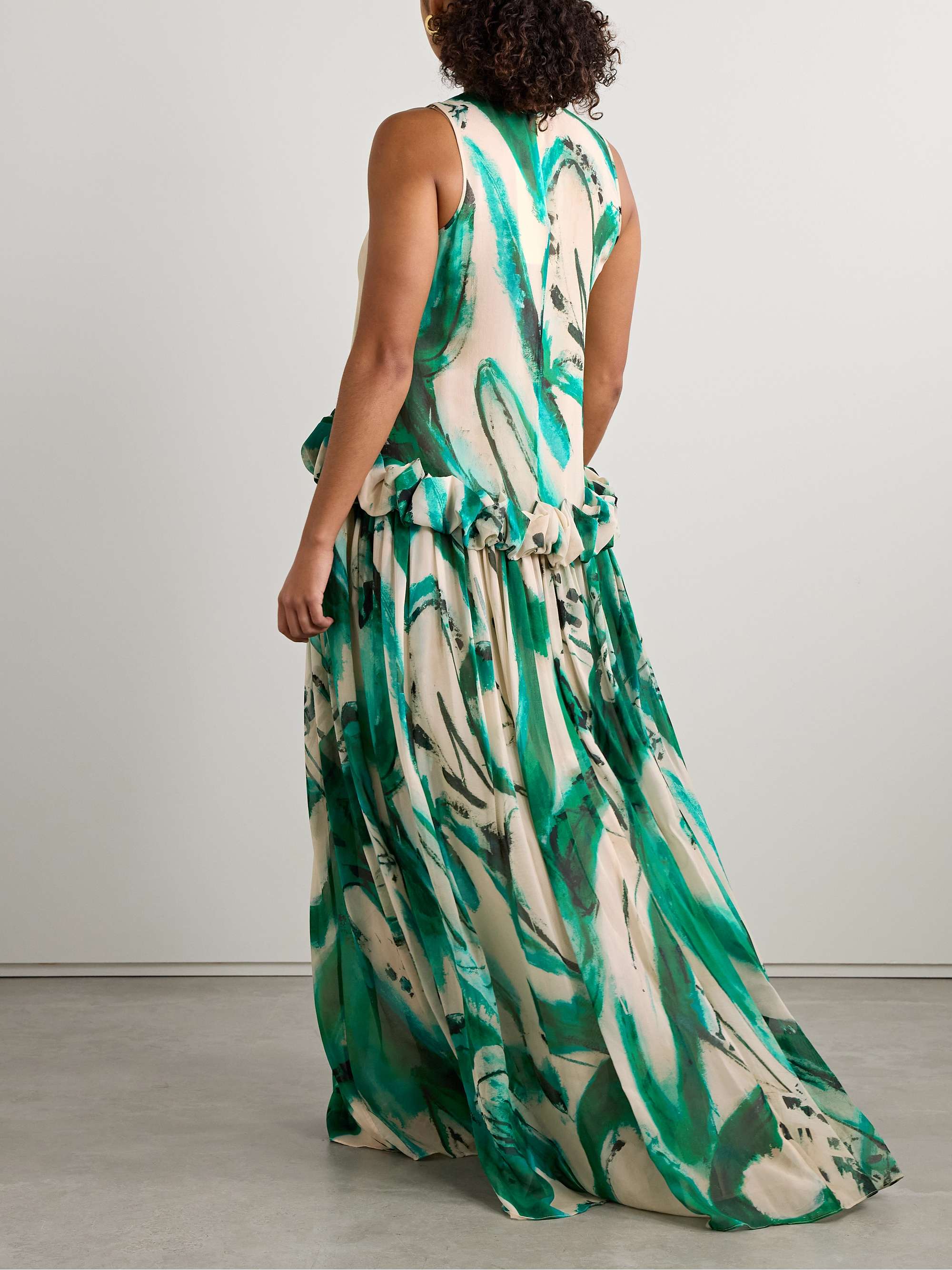 + Lee Krasner Helen ruffled printed silk-georgette gown view