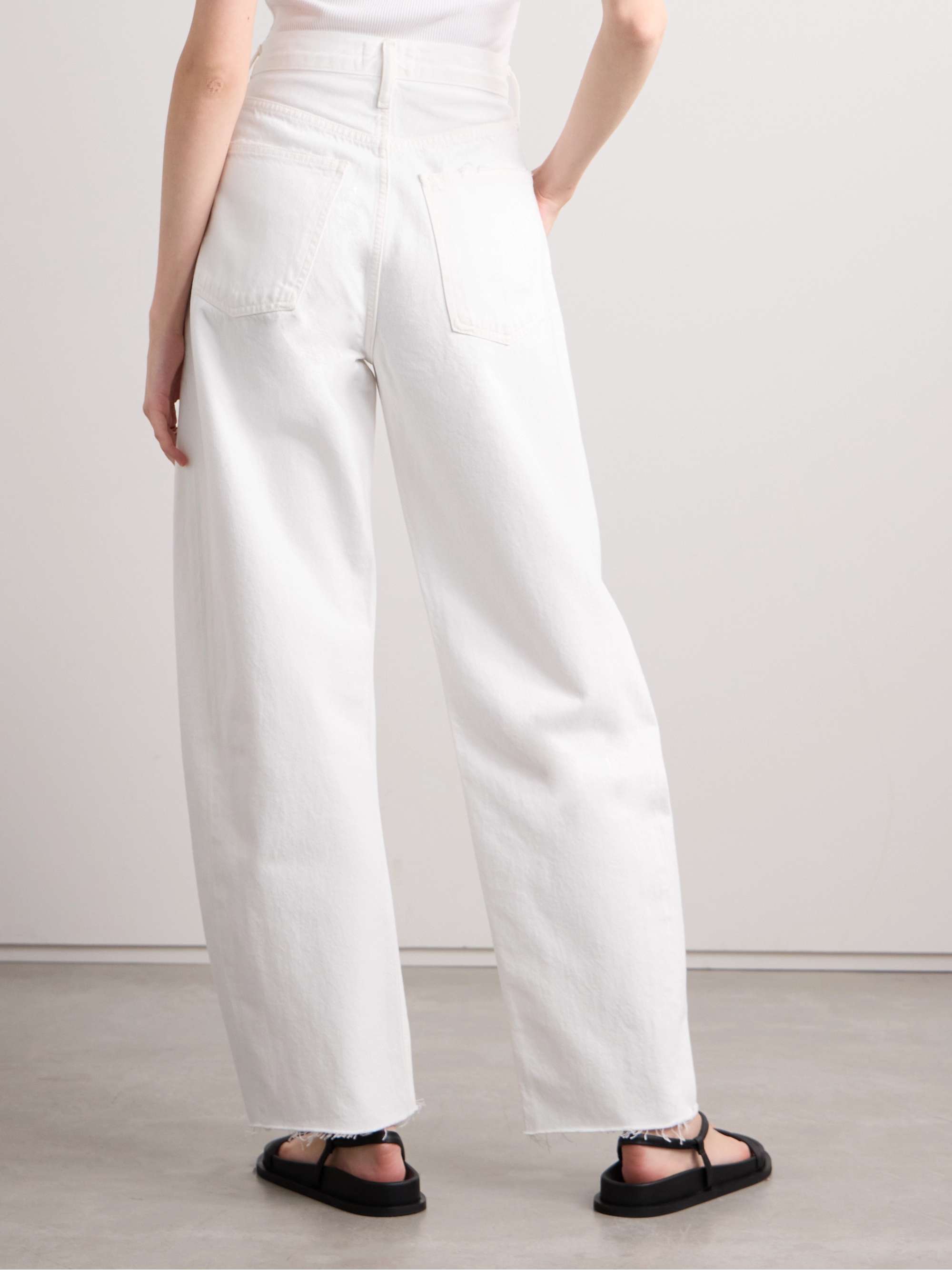 Luna frayed high-rise barrel-leg jeans view
