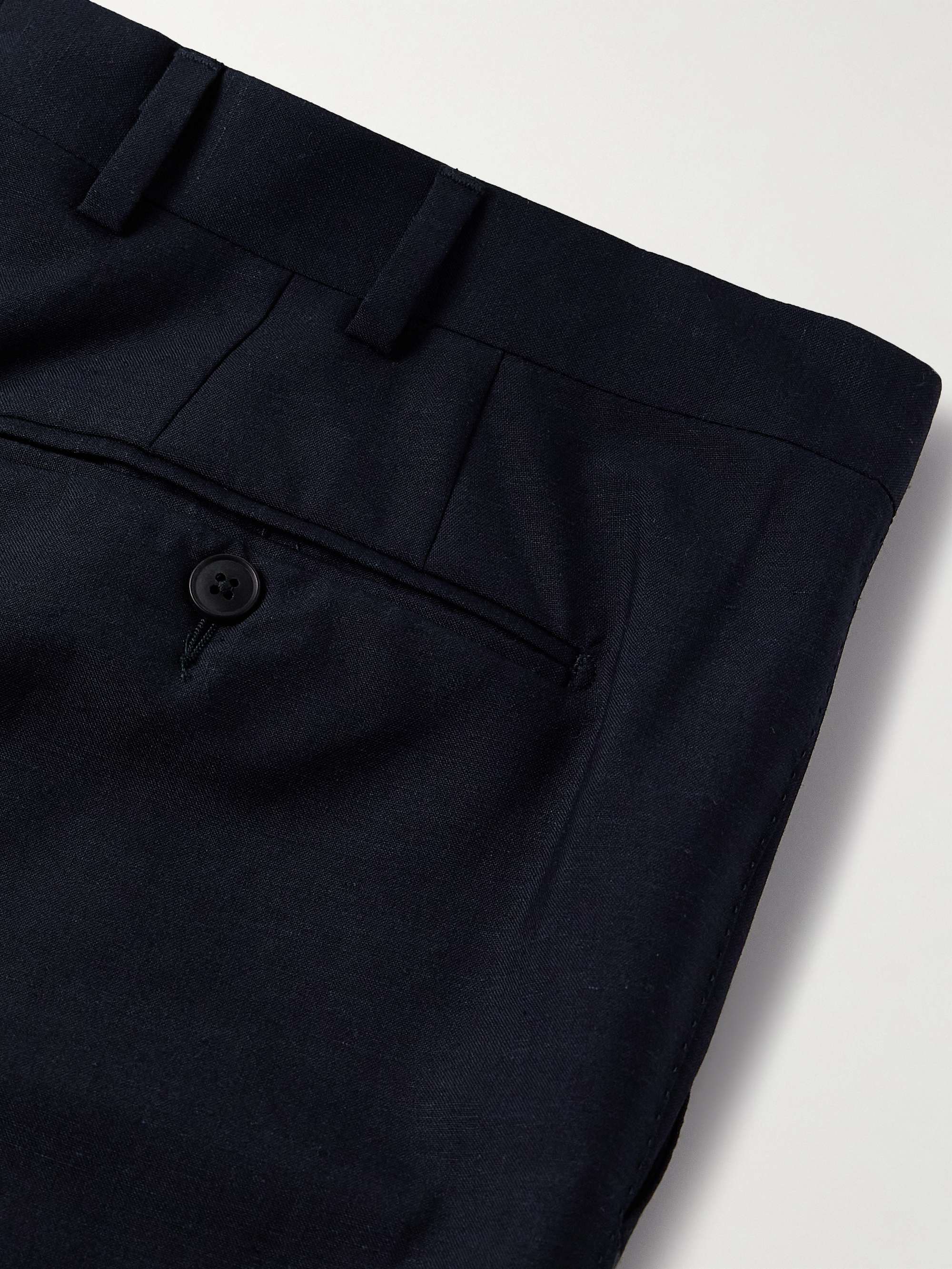 Amo Wide-Leg Pleated Wool, Silk and Linen-Blend Suit Trousers view