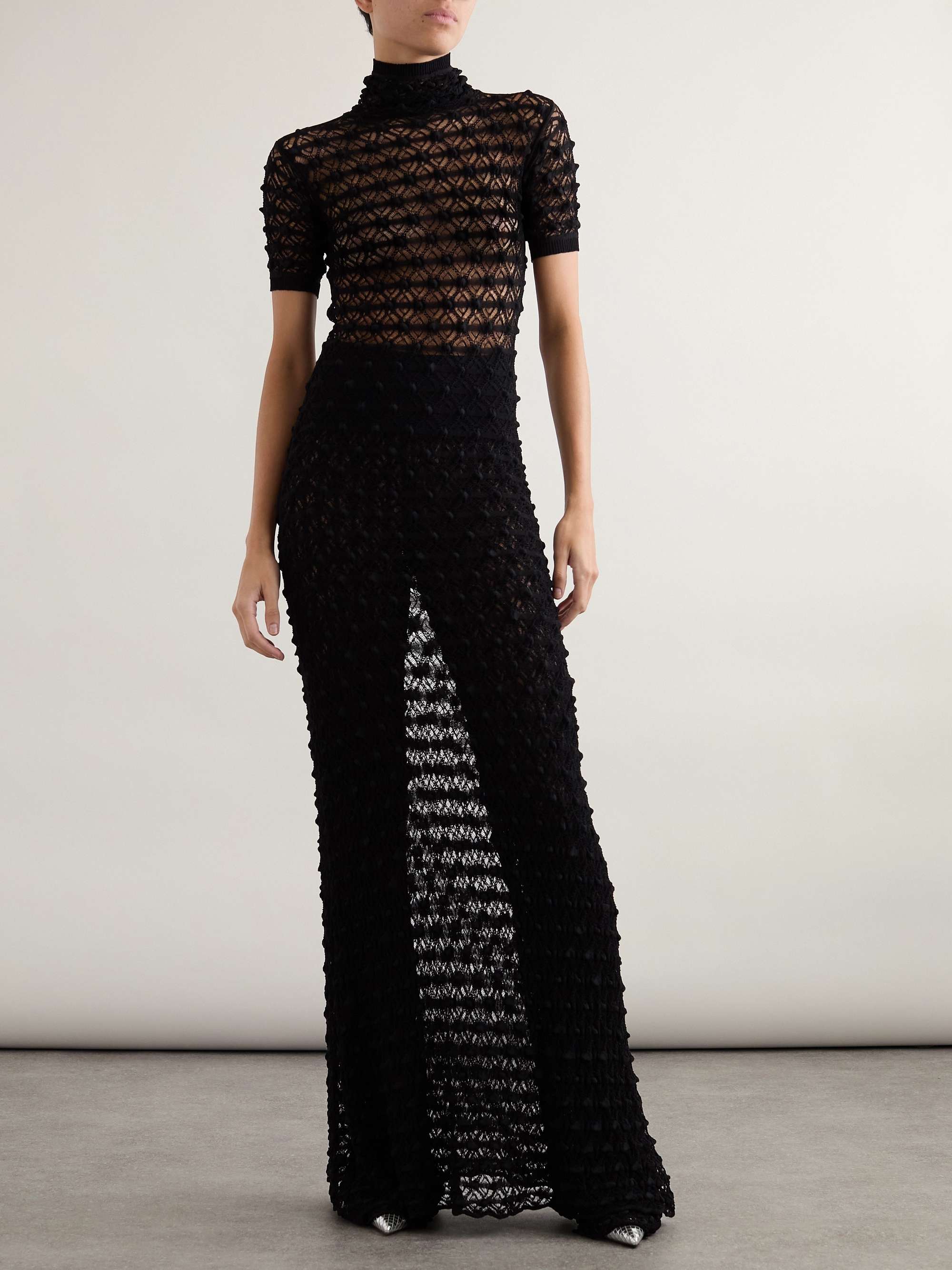 Open-knit turtleneck maxi dress view