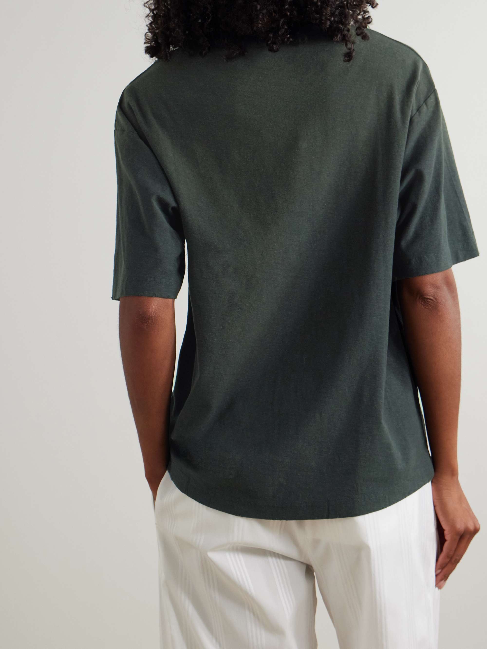 Printed distressed organic cotton-jersey T-shirt view