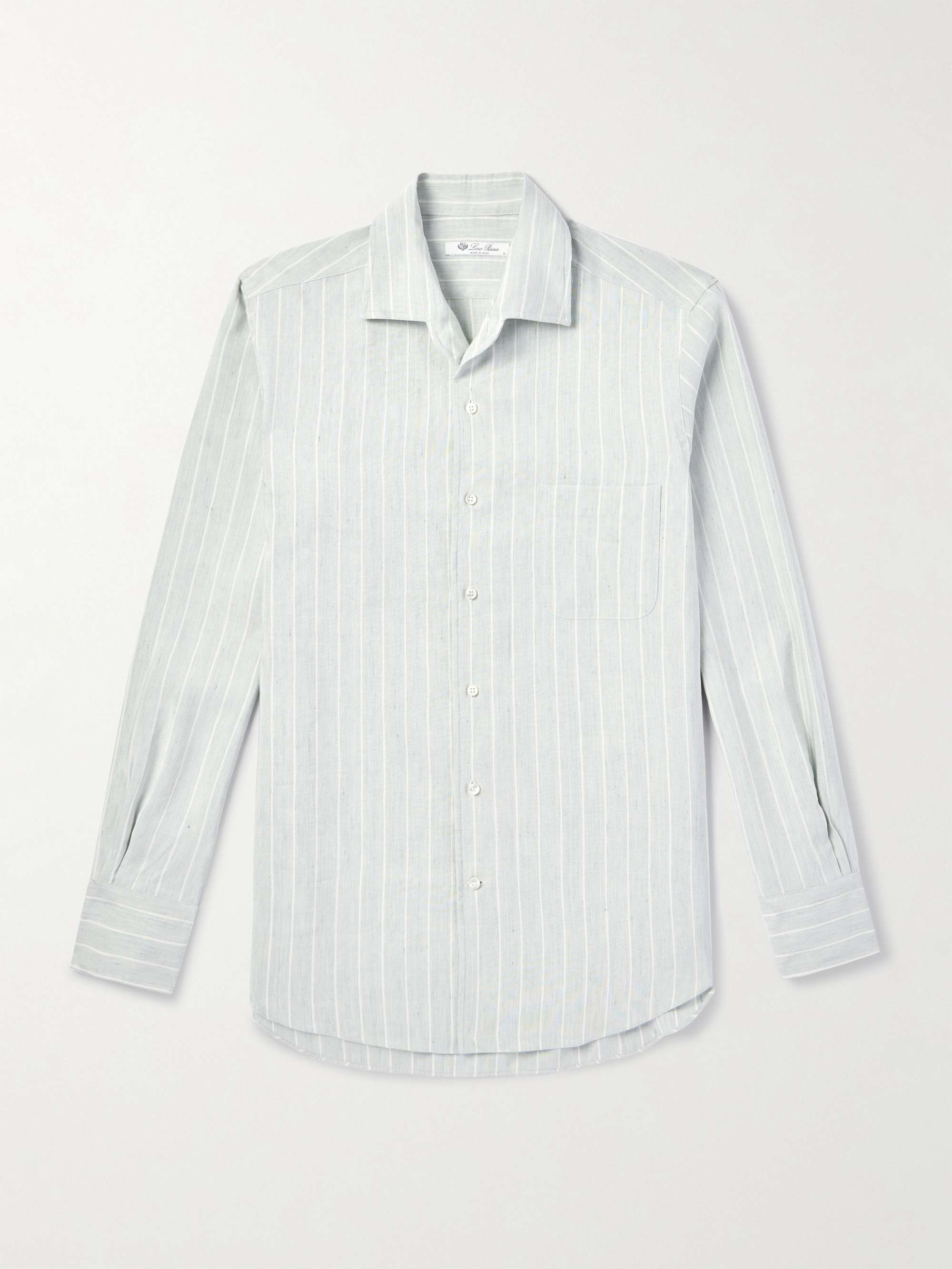 André Camp-Collar Striped Linen and Silk-Blend Shirt view