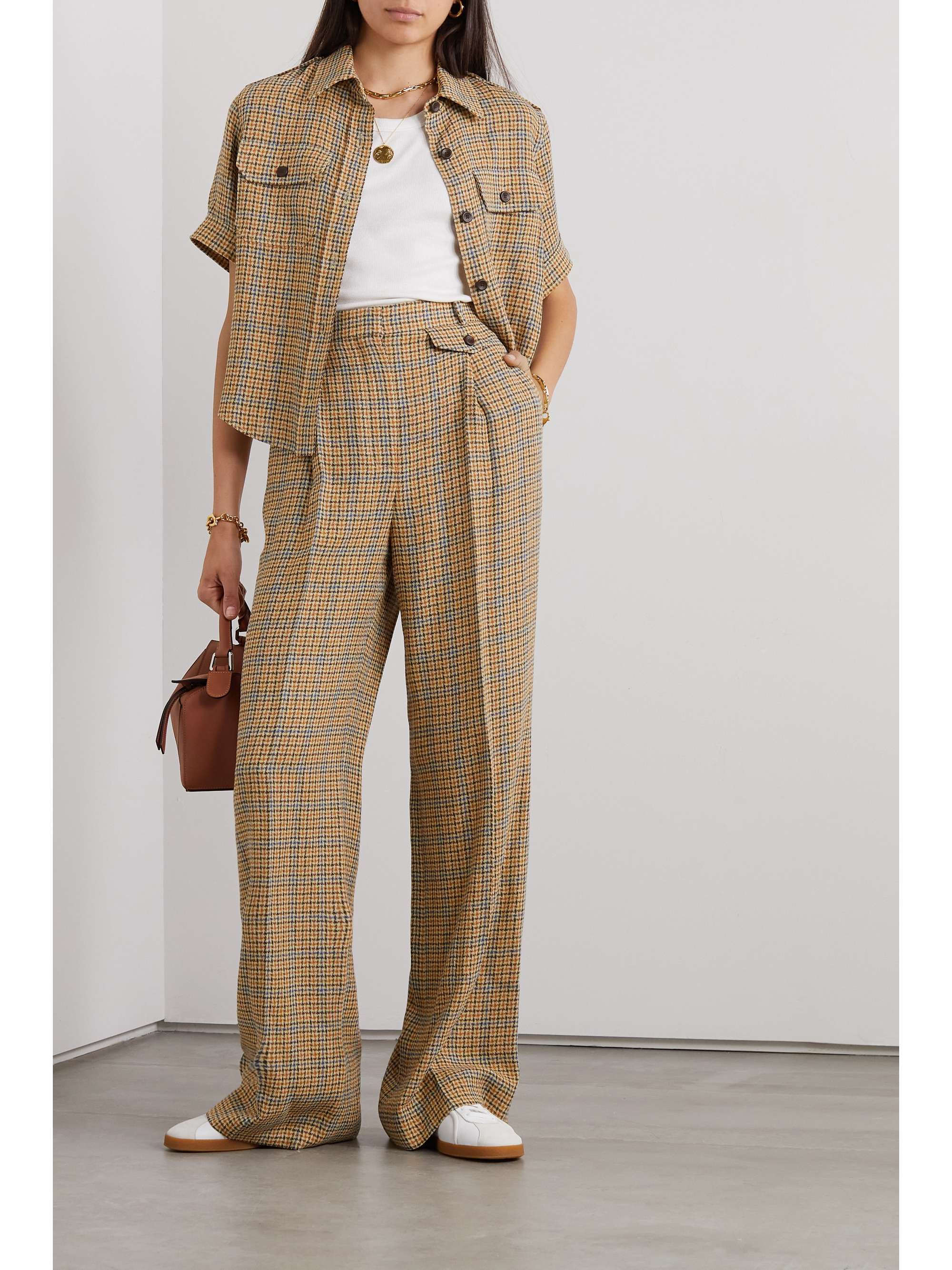 Fabian checked linen wide-leg pants view