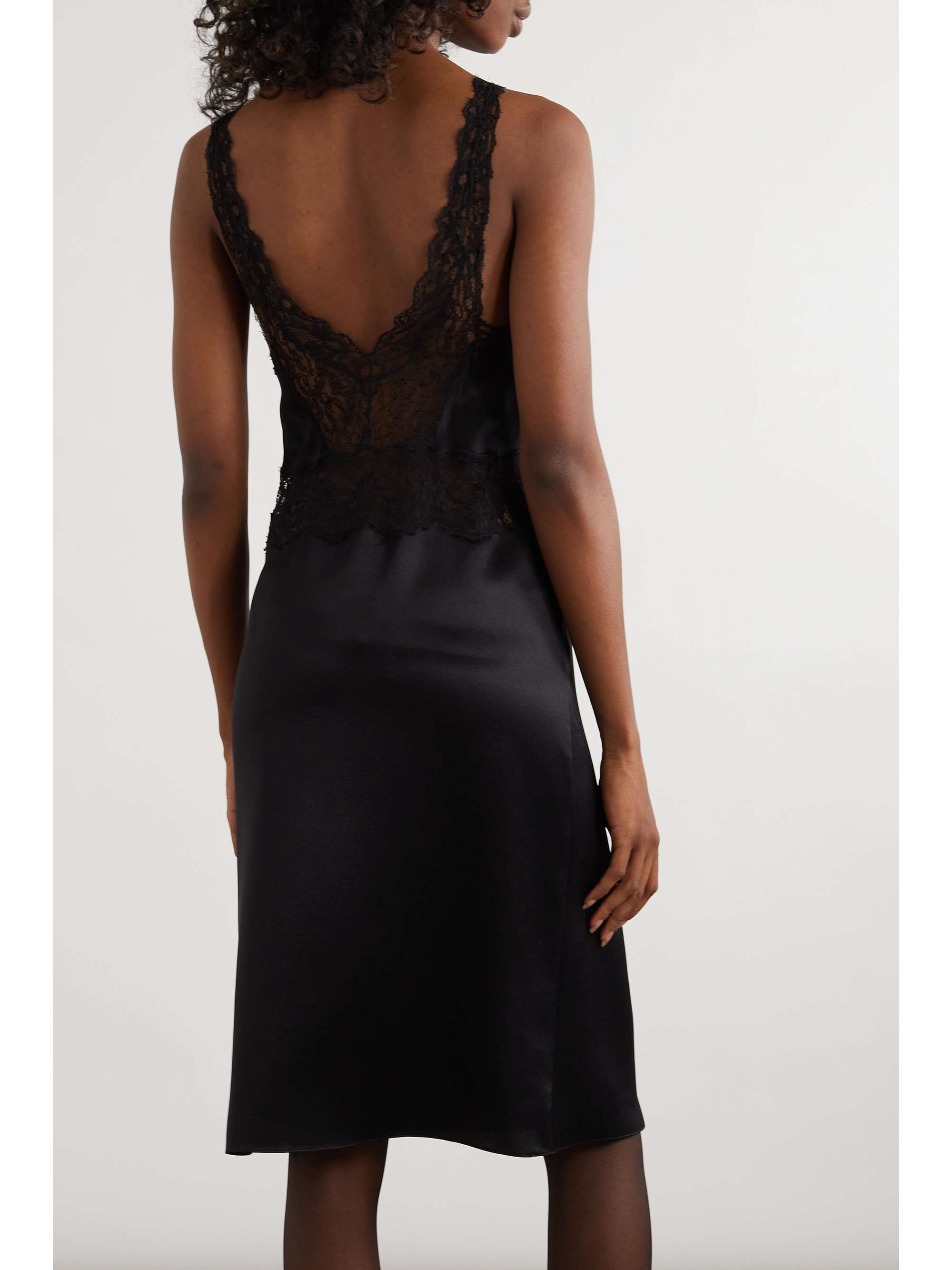 Lace-trimmed silk-satin dress view