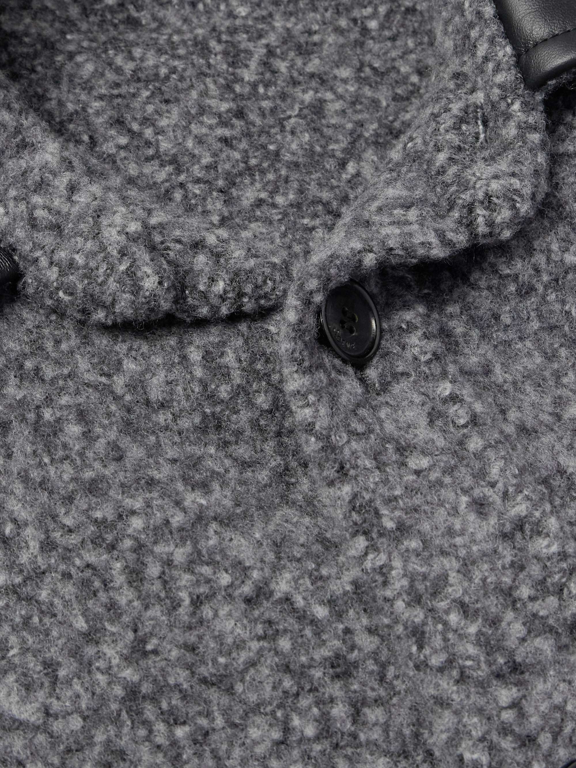 Leather-Trimmed Double-Faced Wool-Blend Bouclé Overshirt view