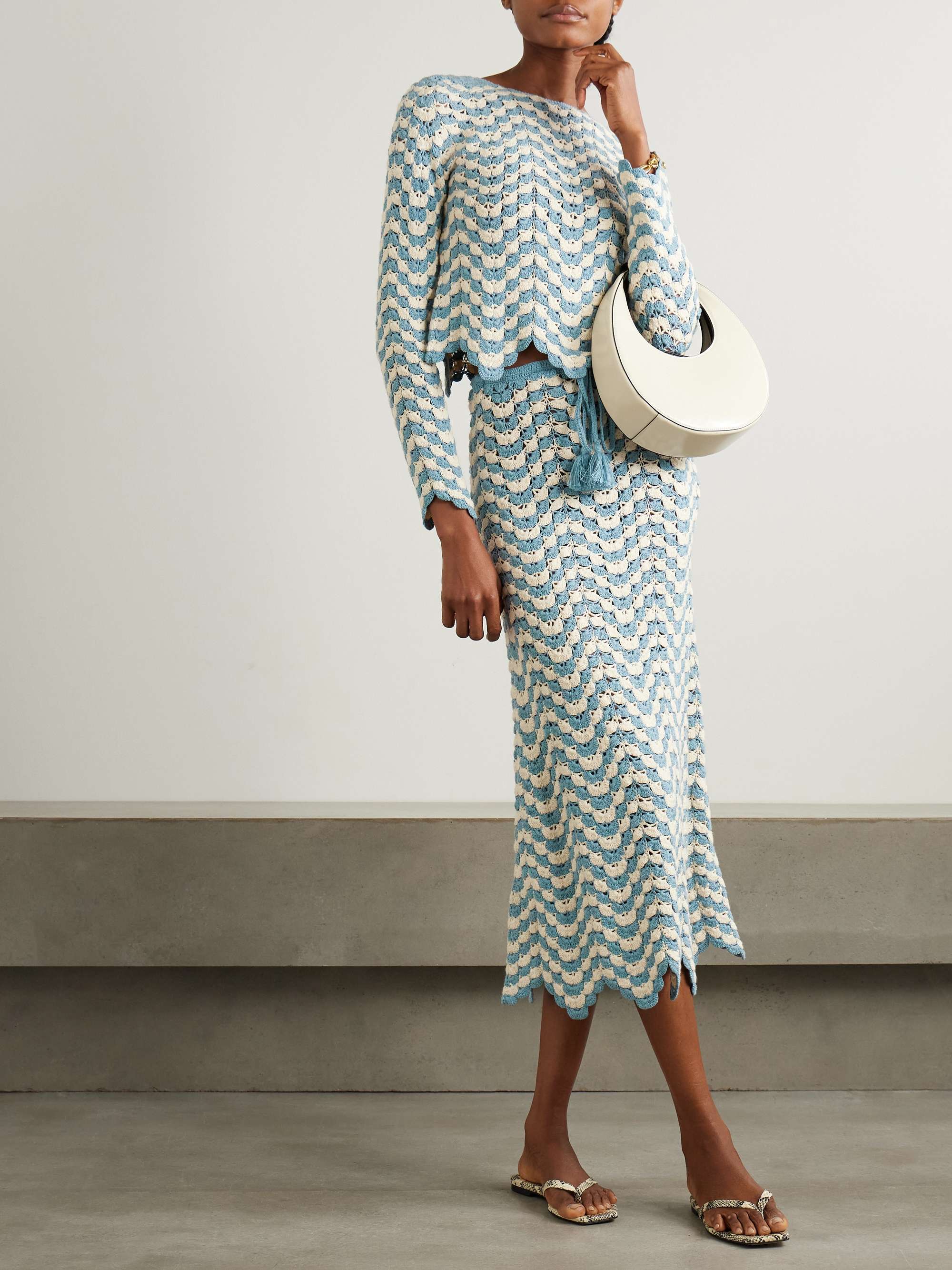 Safi scalloped crocheted cotton midi skirt view