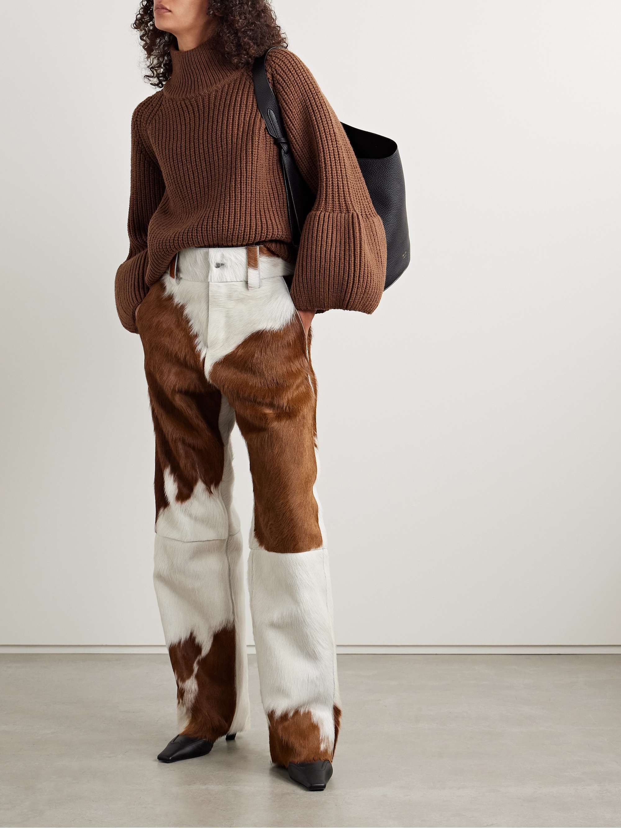 Highlands paneled calf hair wide-leg pants view