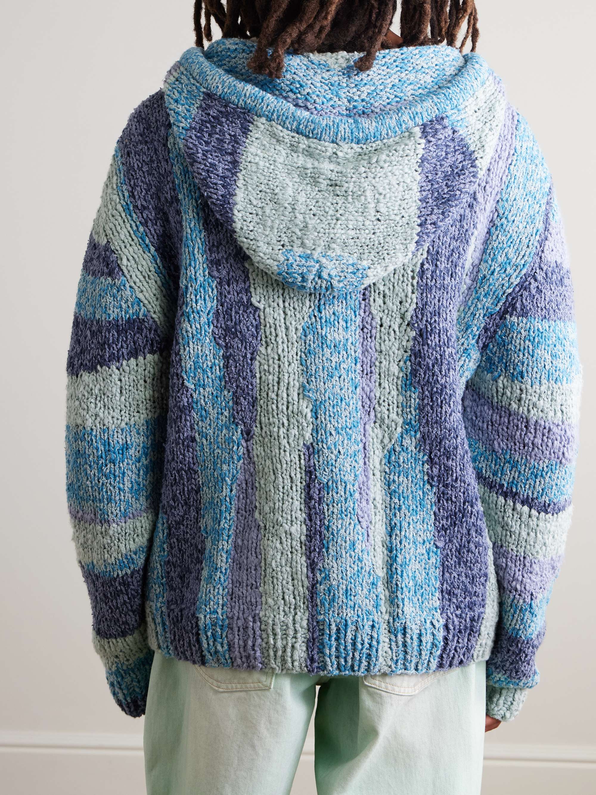 Tasselled Striped Crocheted Organic Cotton Hoodie view